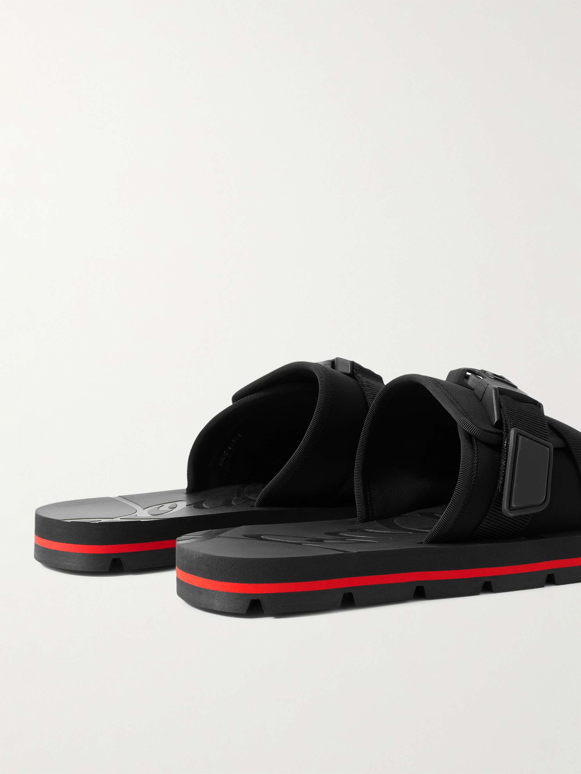 CHRISTIAN LOUBOUTIN Siwa Buckled Grosgrain-Trimmed Neoprene Slides