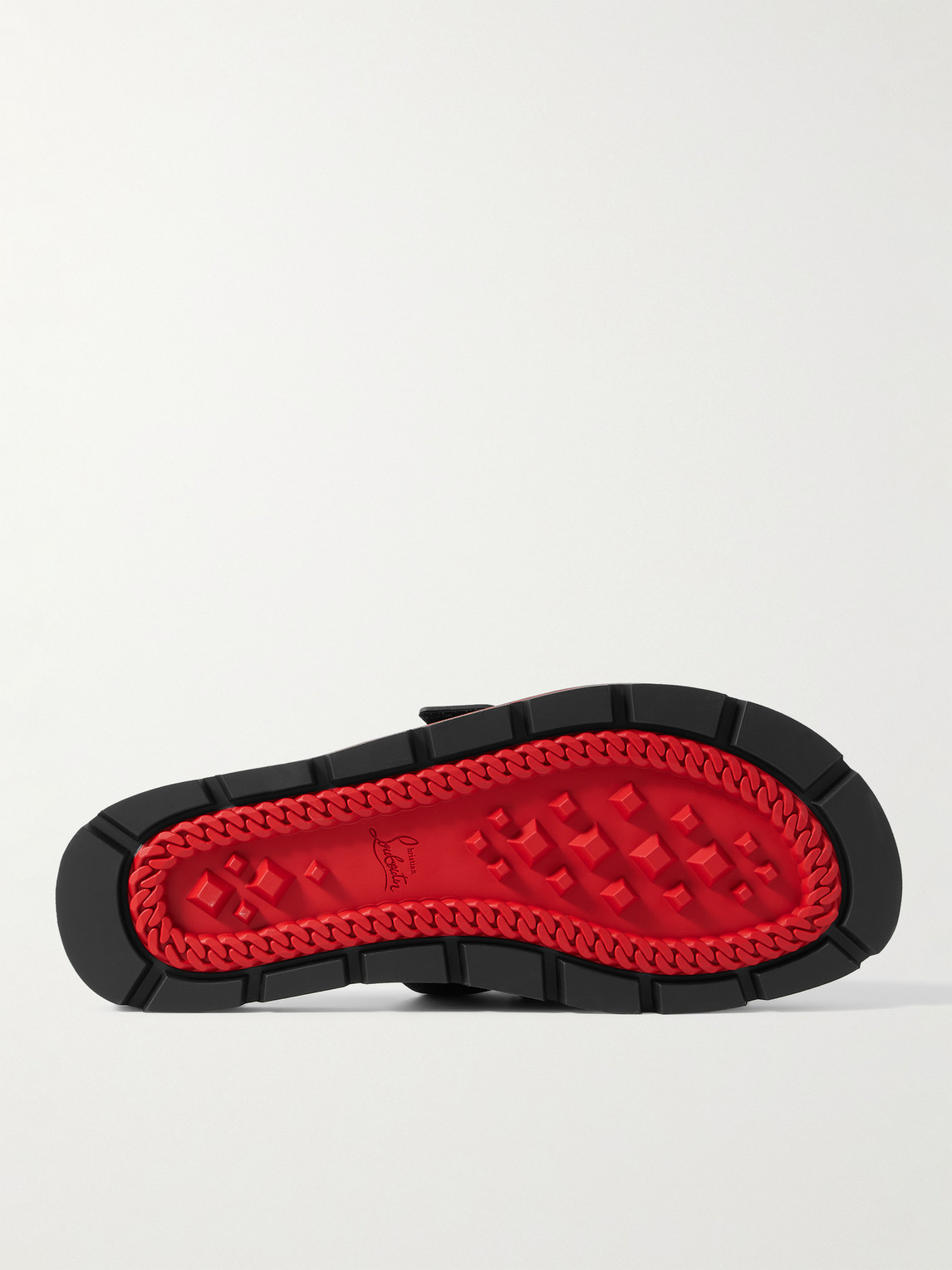 Shop Christian Louboutin Siwa Buckled Grosgrain-trimmed Neoprene Slides In Black