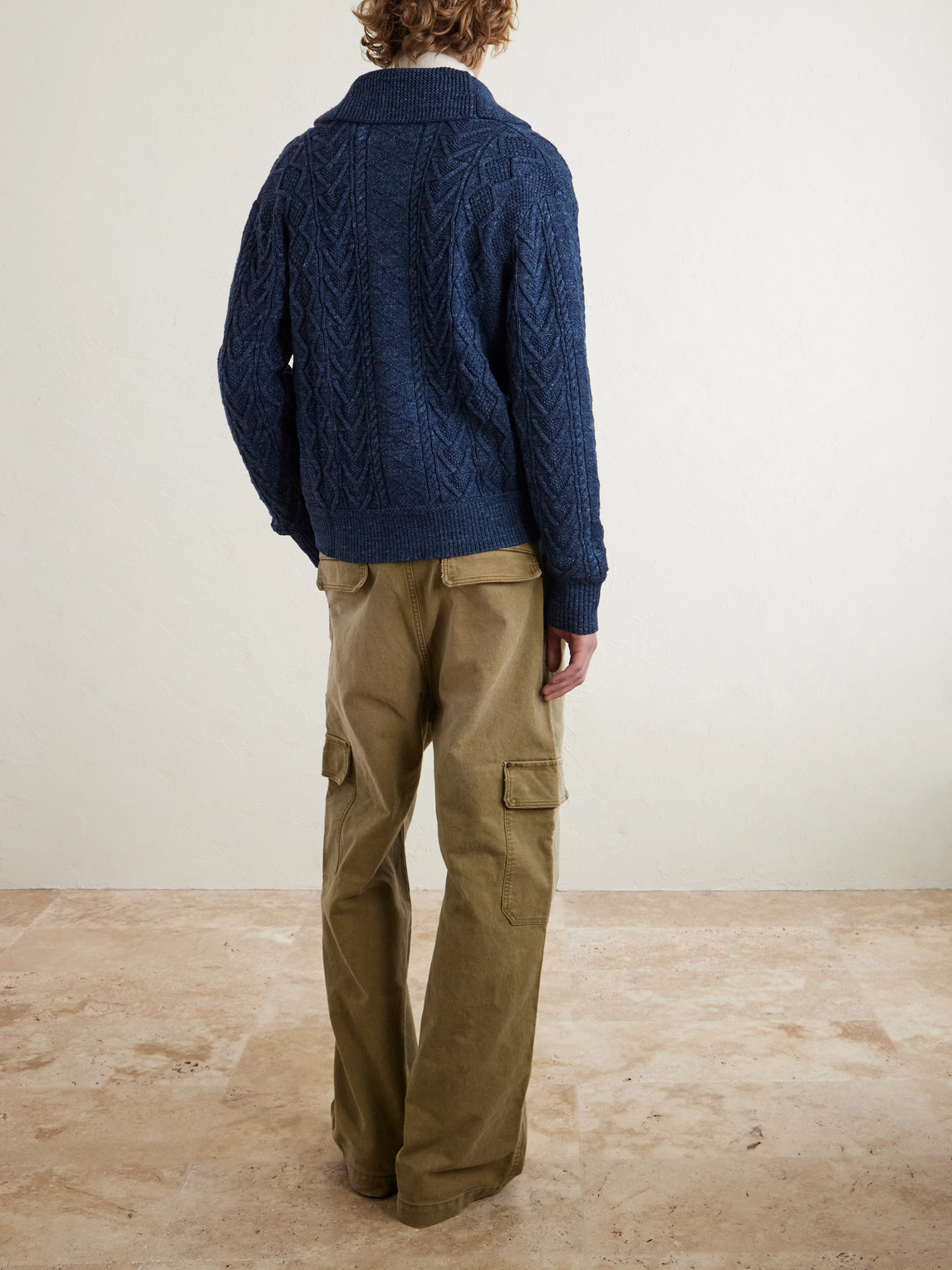  Rrl - Cable-knit Cotton Cardigan - Men - Blue - S 