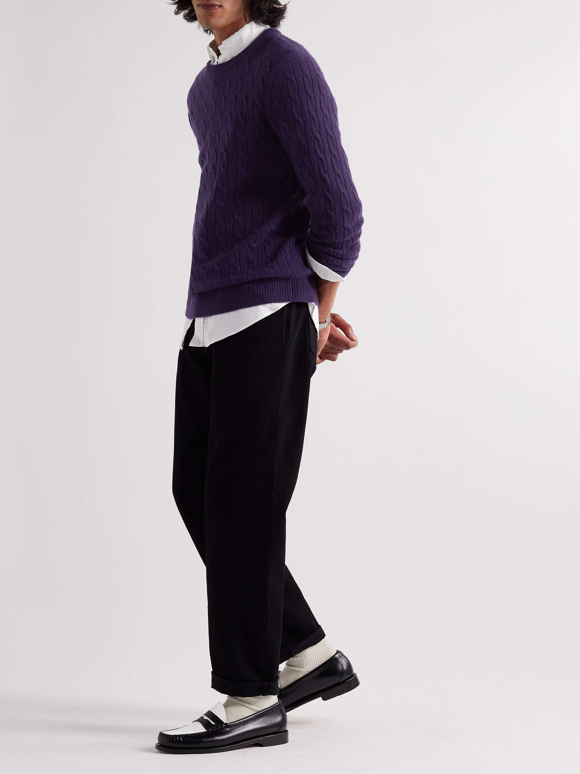 J.CREW Slim-Fit Cable-Knit Cashmere Sweater