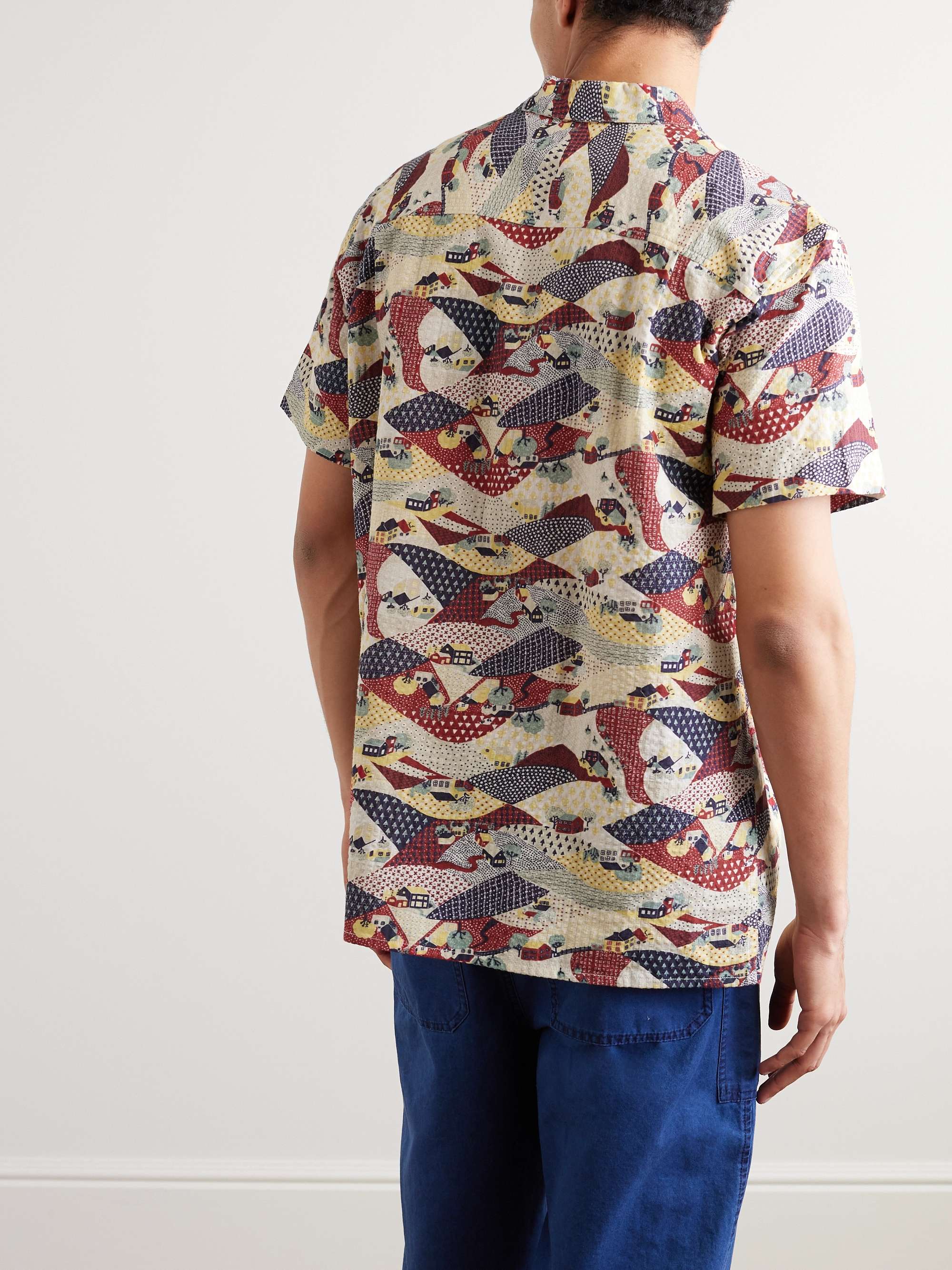 YMC Malick Printed Cotton-Blend Seersucker Shirt