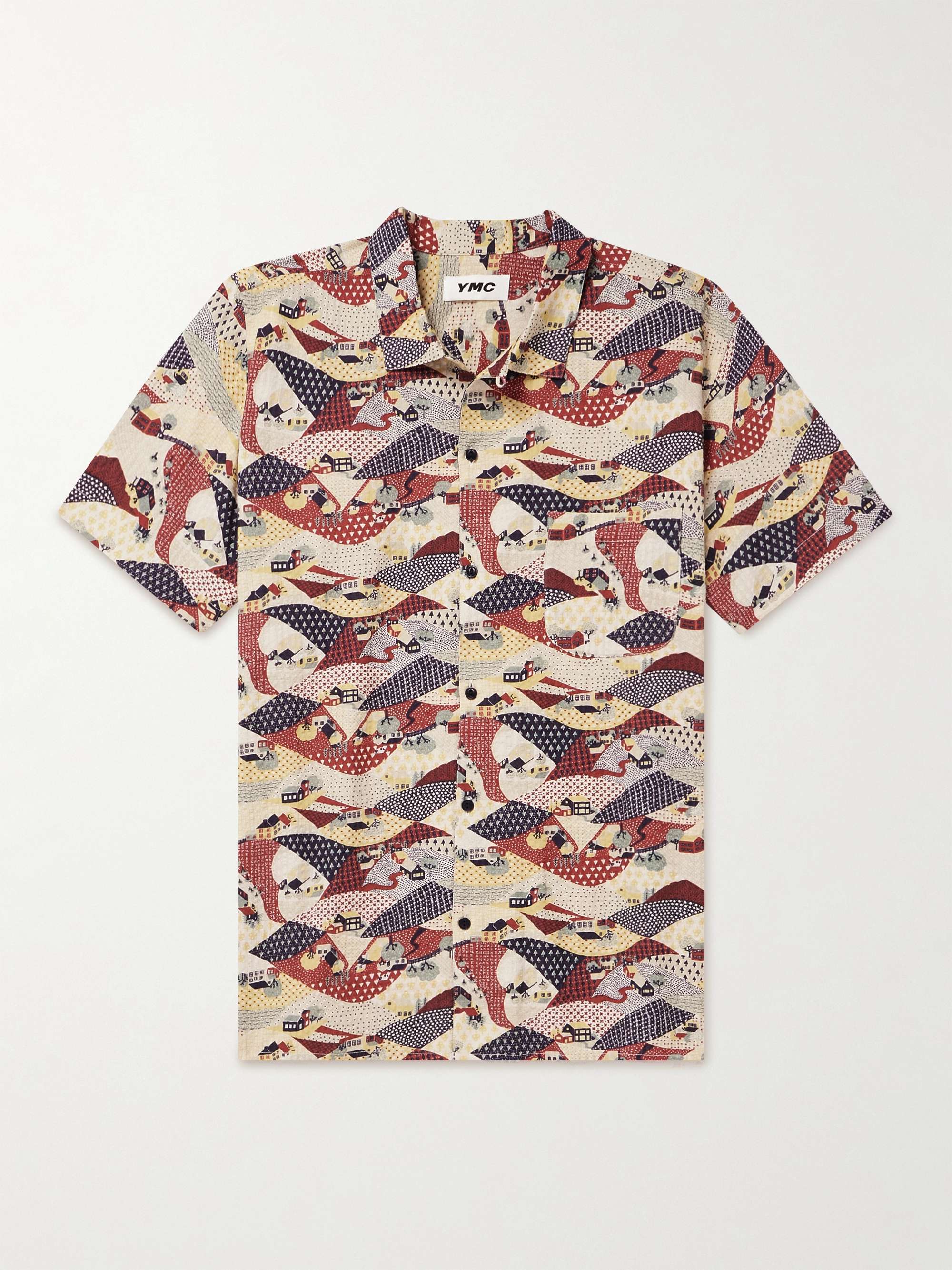 YMC Malick Printed Cotton-Blend Seersucker Shirt
