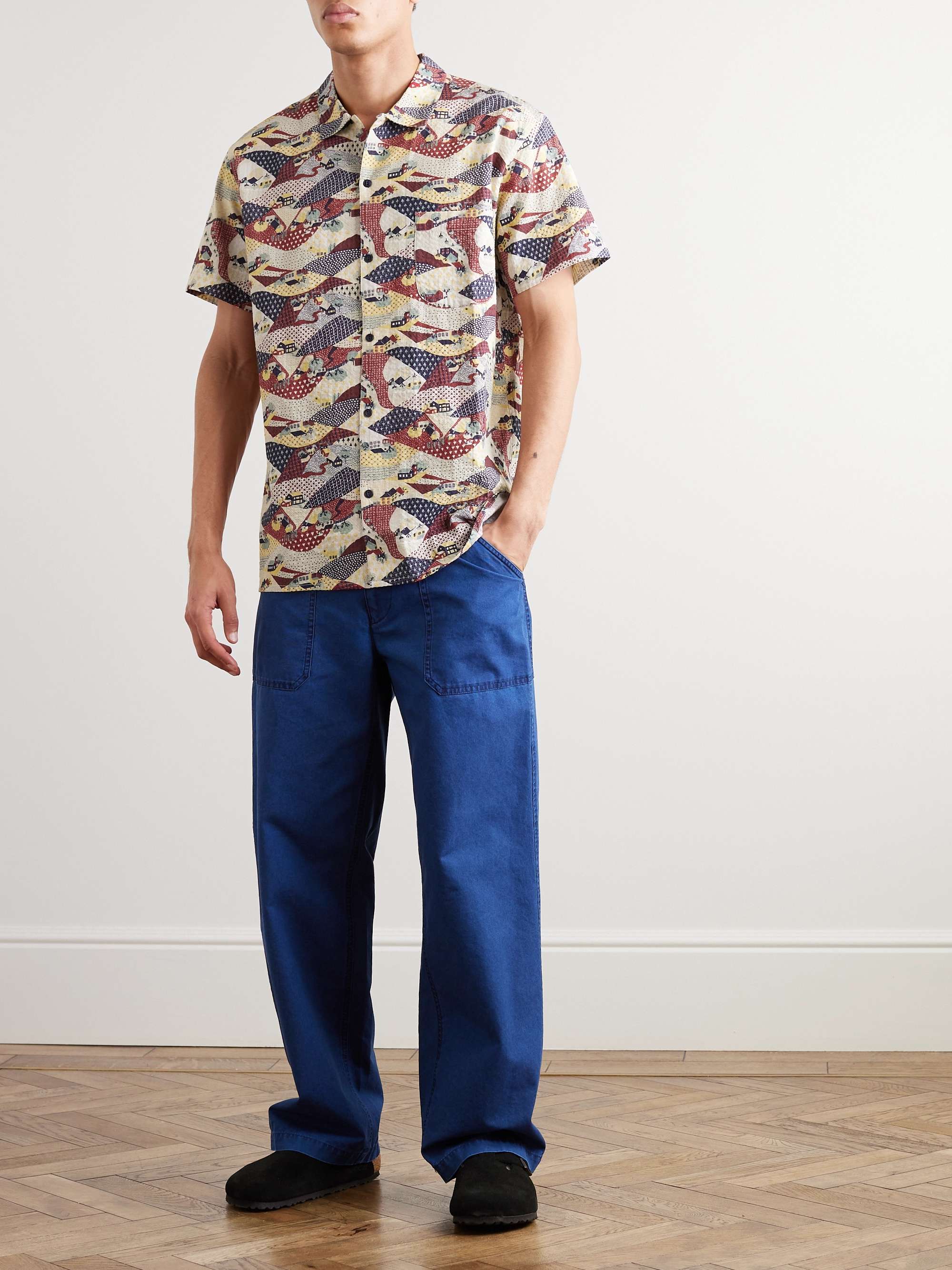 YMC Malick Printed Cotton-Blend Seersucker Shirt