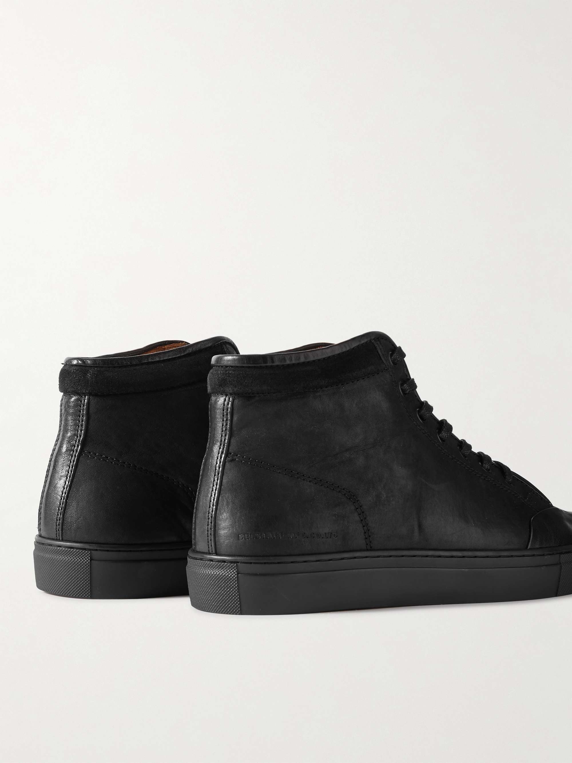 BELSTAFF Rally Suede-Trimmed Leather High-Top Sneakers