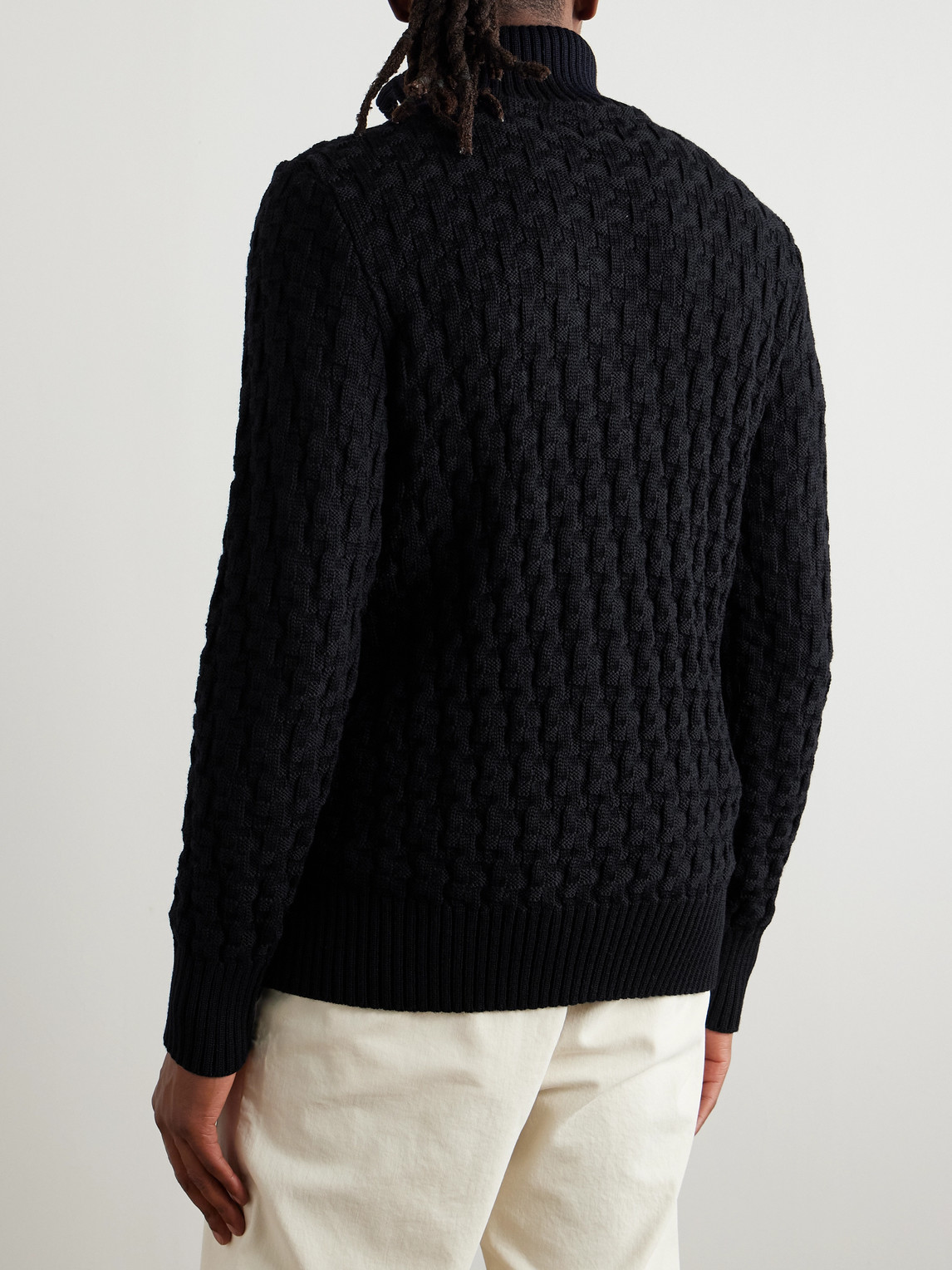 S.n.s Herning Stark Textured Virgin Wool Cardigan In Blue
