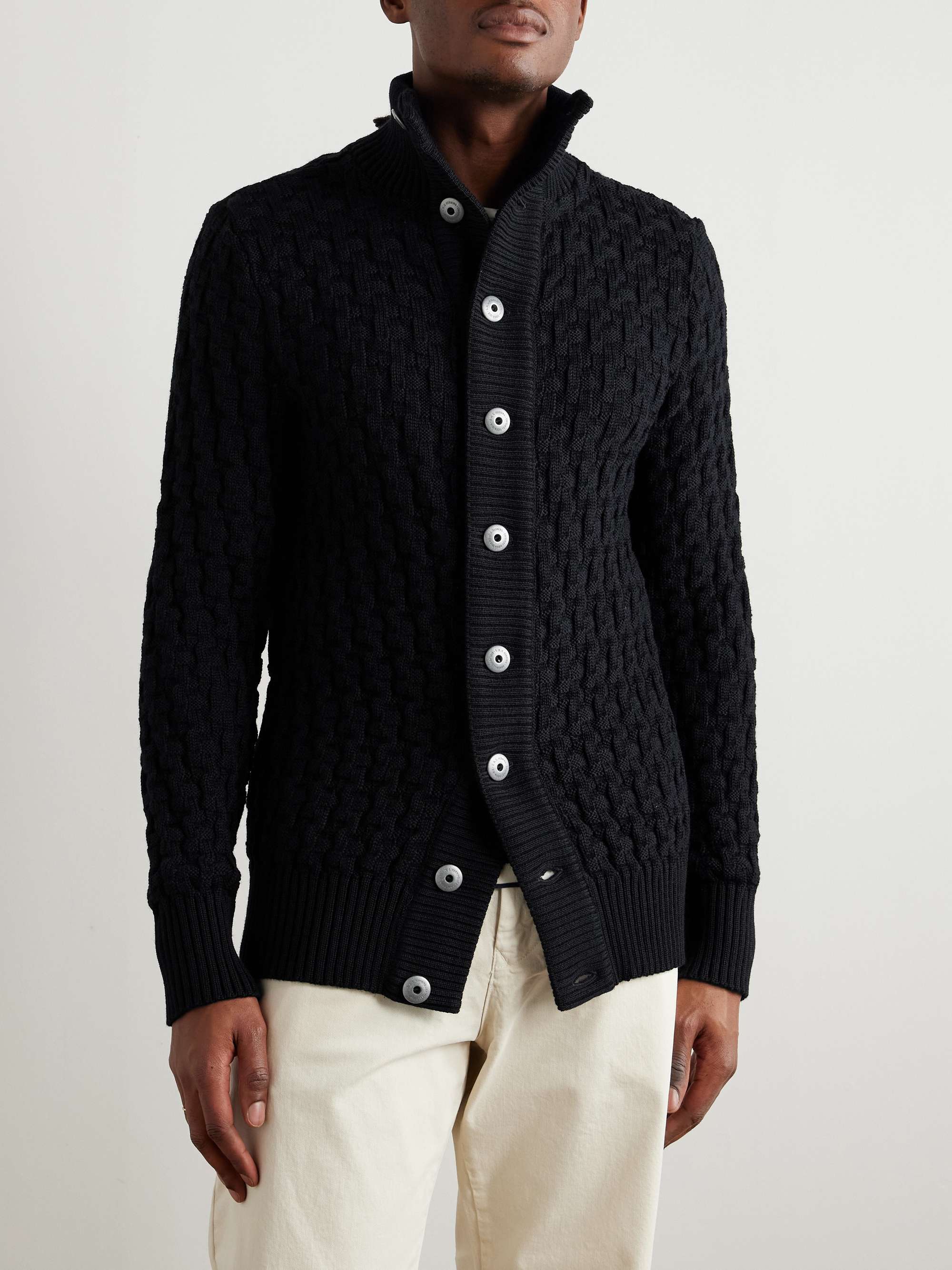 S.N.S. HERNING Stark Textured Virgin Wool Cardigan