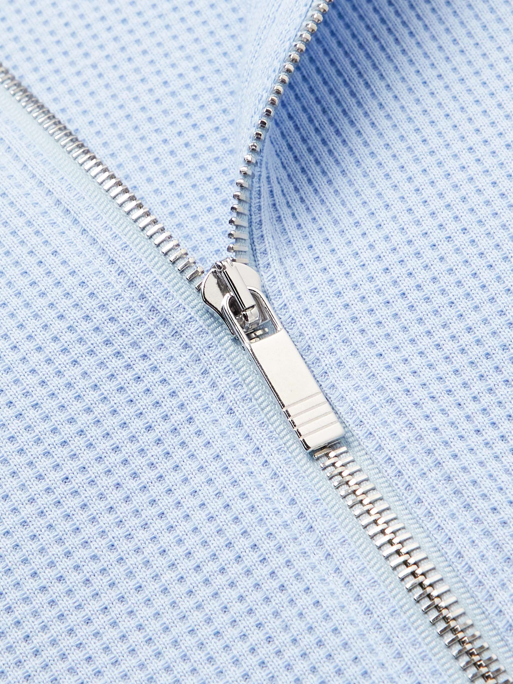 THOM BROWNE Striped Waffle-Knit Cotton-Jersey Zip-Up Hoodie