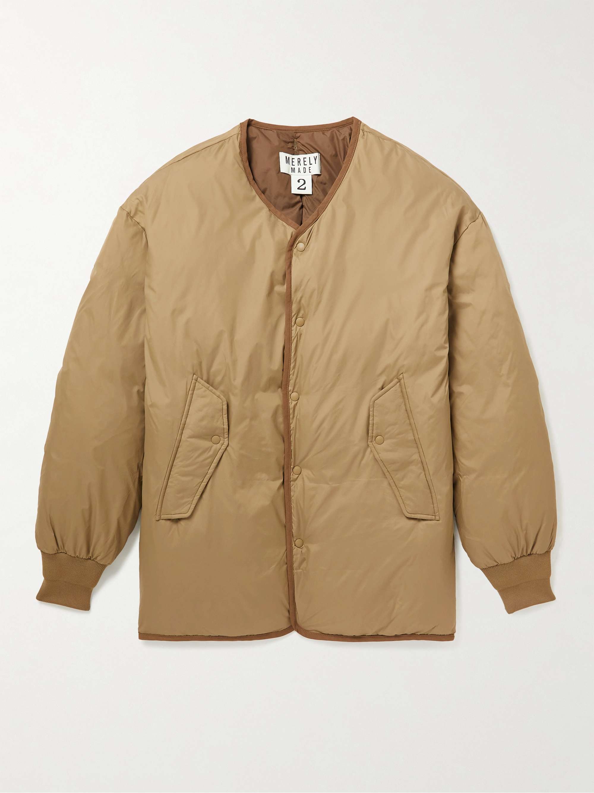 MERELY MADE Convertible Quilted Checked Twill and Shell Coat