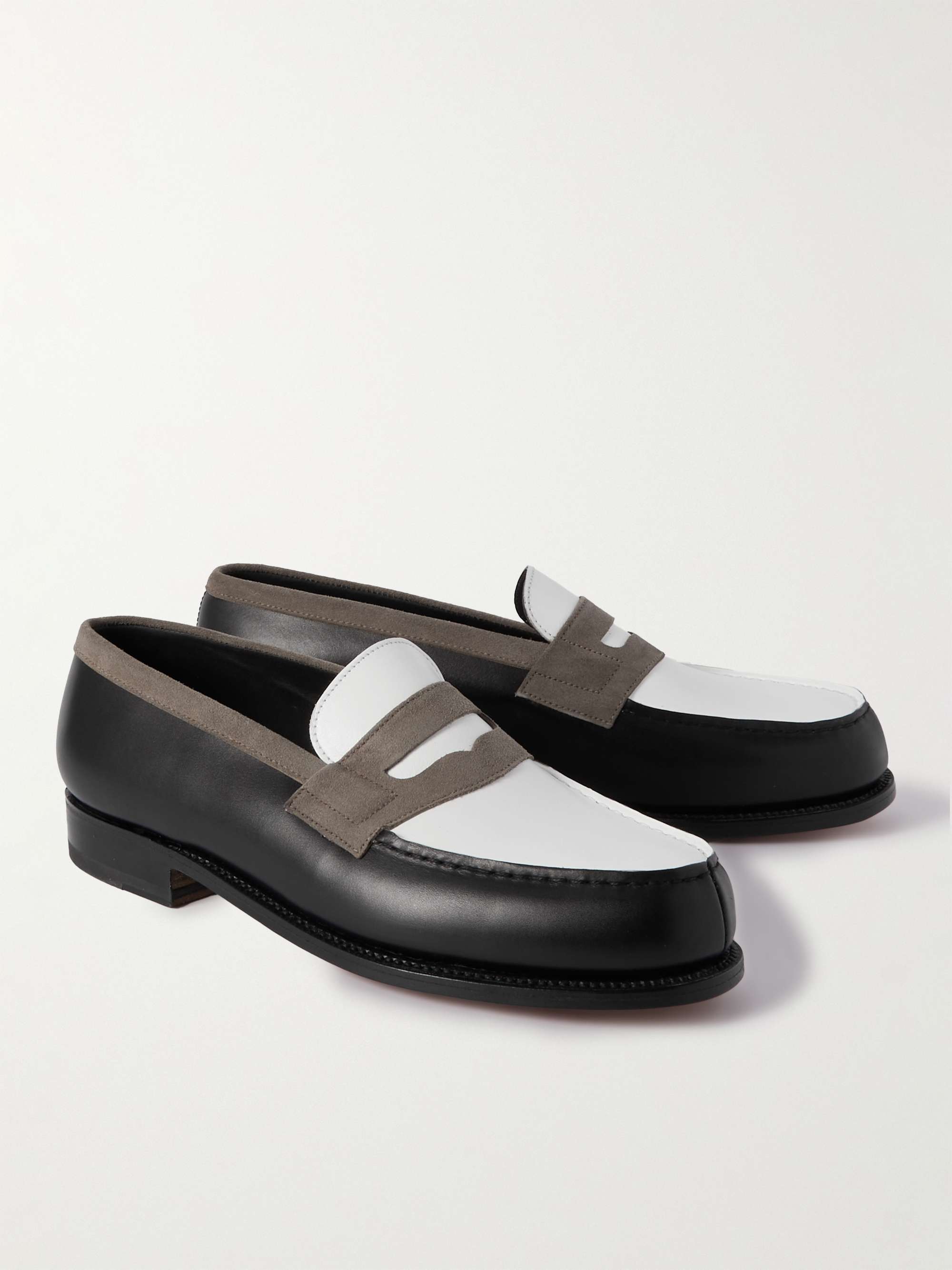 J.M. WESTON 180 Suede-Trimmed Leather Loafers | MR PORTER