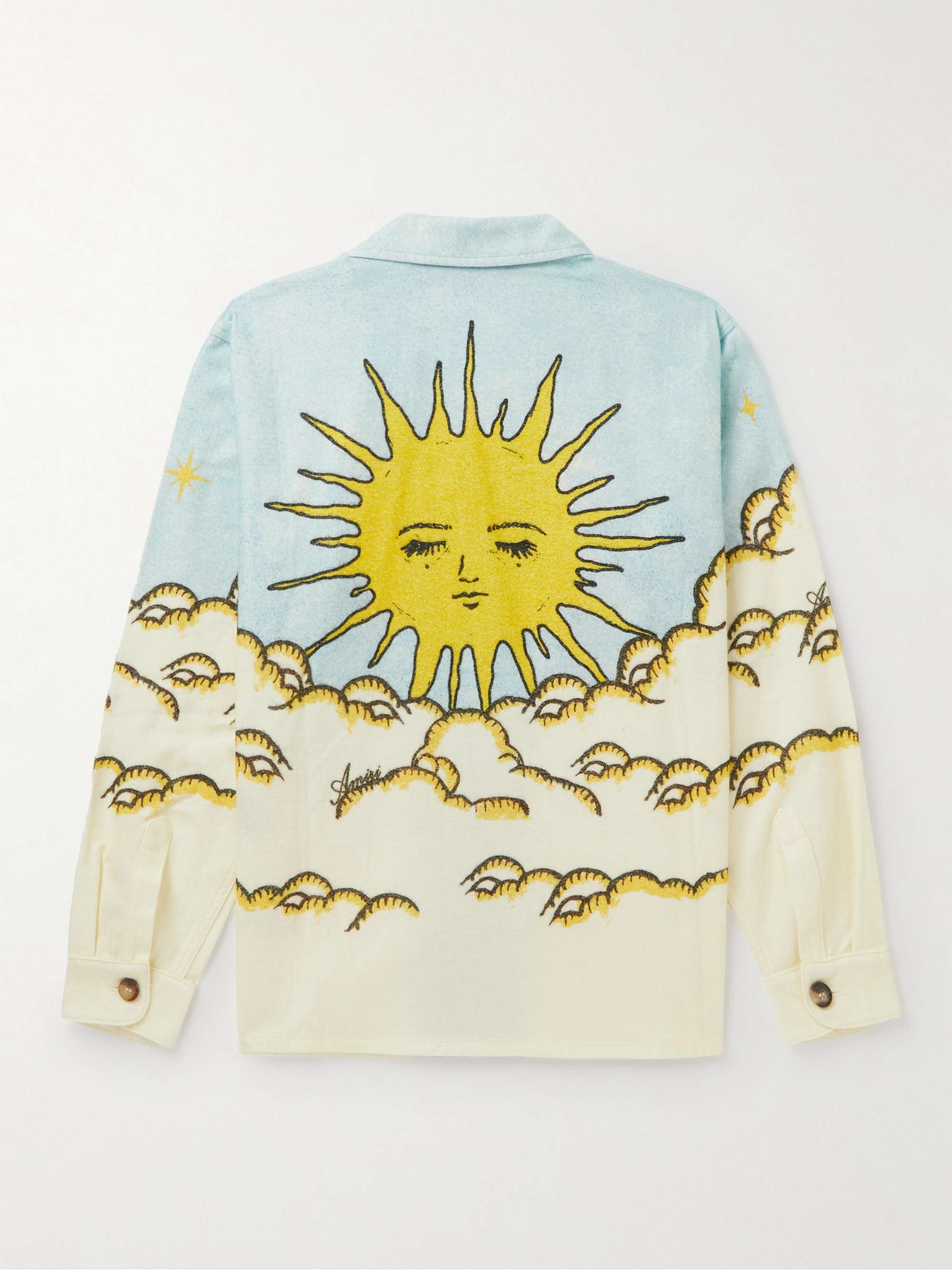 AMIRI KIDS Camicia da pigiama in flanella di cotone con stampa Sunscape