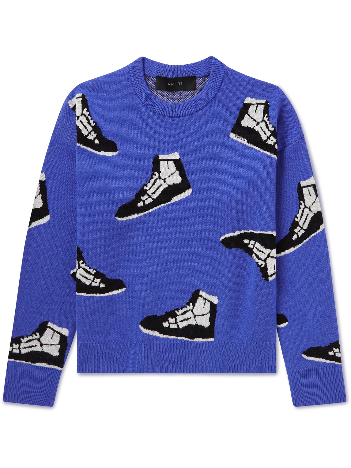 Amiri Kids' Jacquard-knit Wool Sweater In Blue