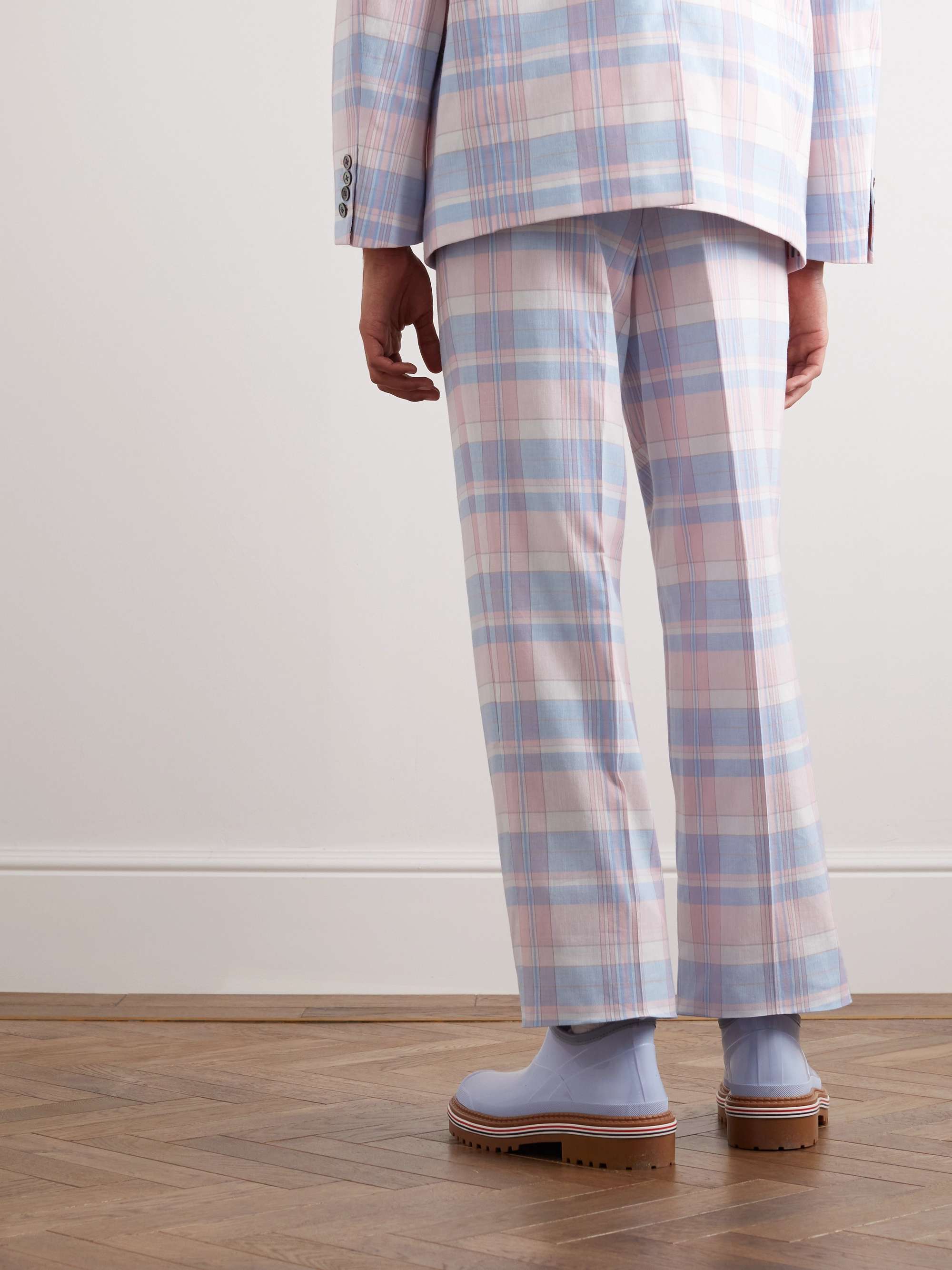 THOM BROWNE Straight-Leg Checked Cotton-Twill Suit Trousers