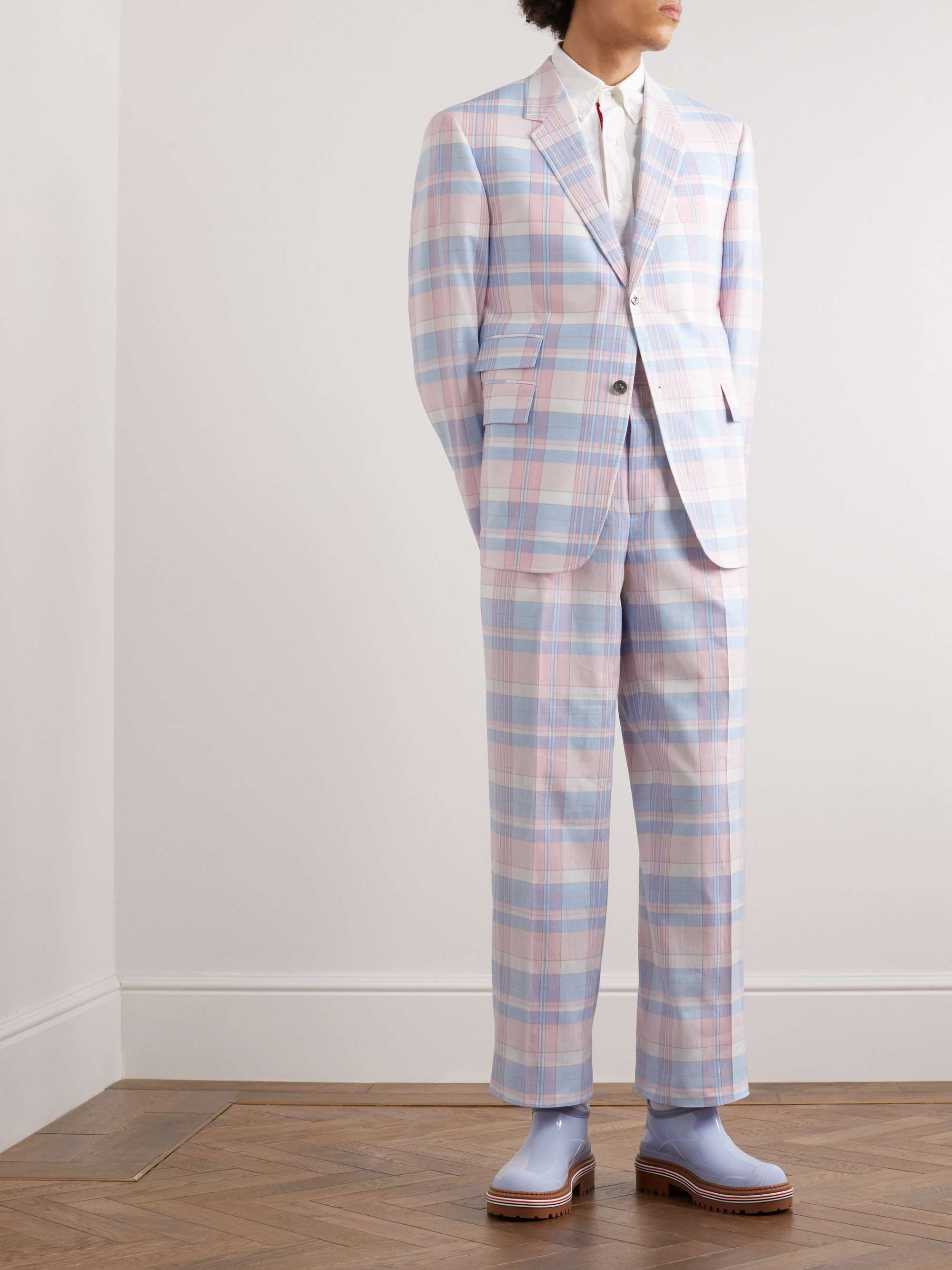 THOM BROWNE Straight-Leg Checked Cotton-Twill Suit Trousers