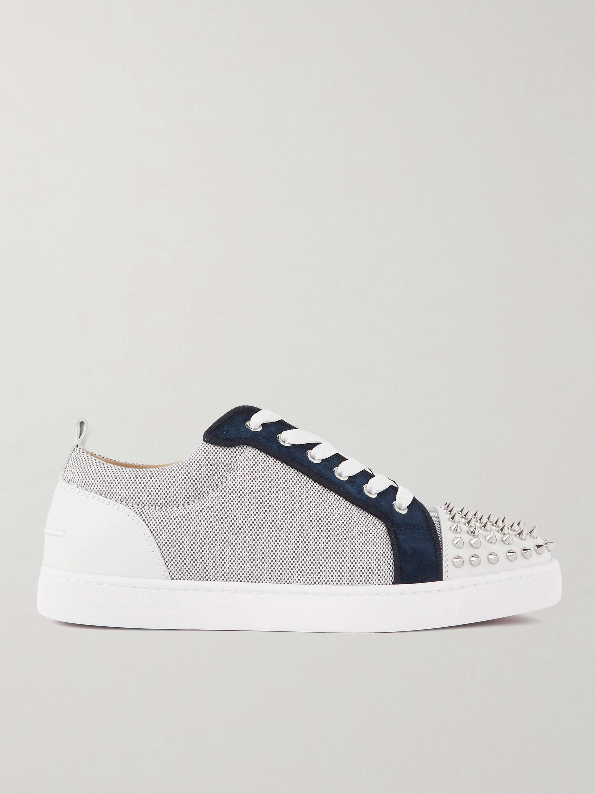 Christian Louboutin Louis Junior Spikes Sneakers in Grey Leather