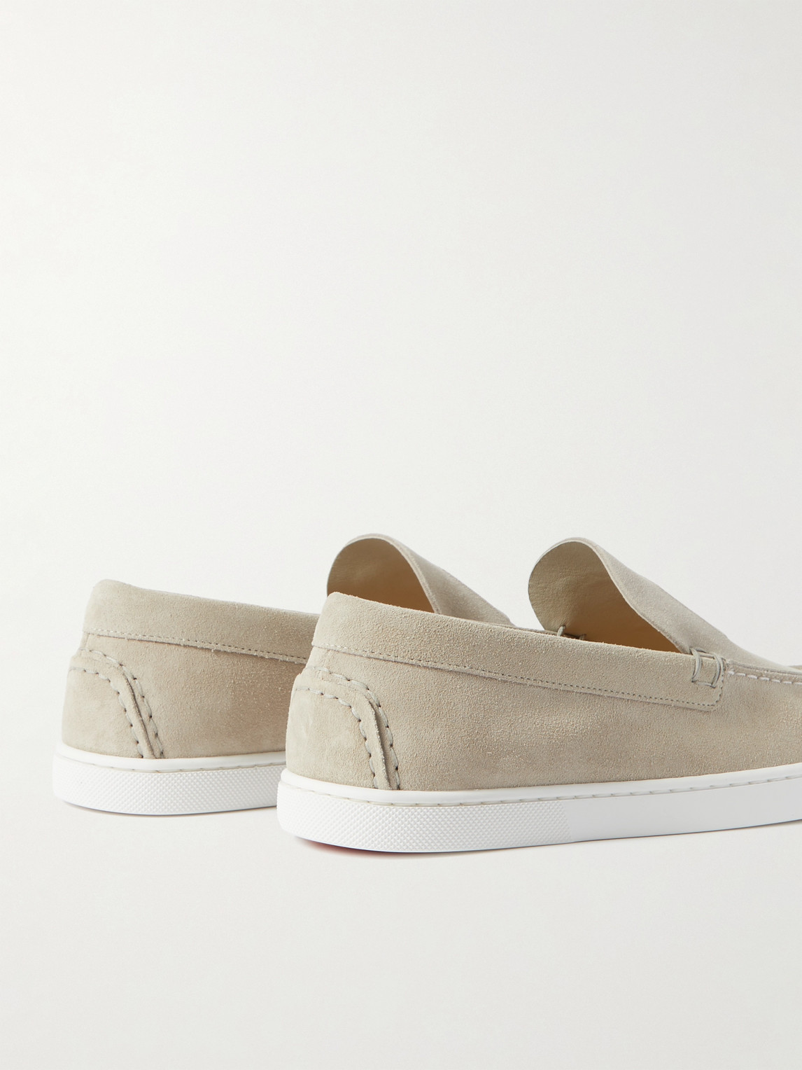 Shop Christian Louboutin Varsiboat Logo-embossed Suede Loafers In Neutrals