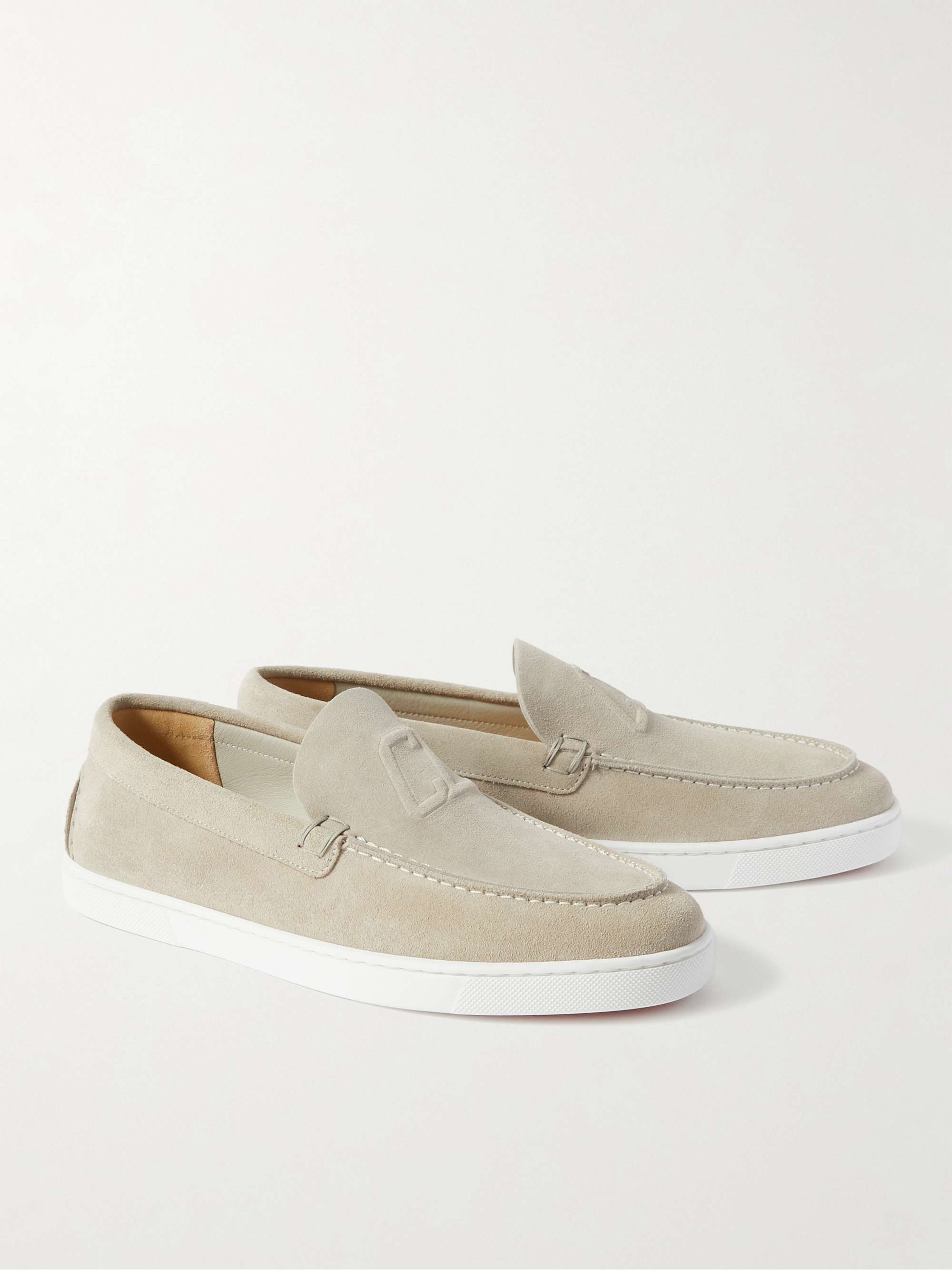 CHRISTIAN LOUBOUTIN Varsiboat Logo-Embossed Suede Loafers for Men | MR ...