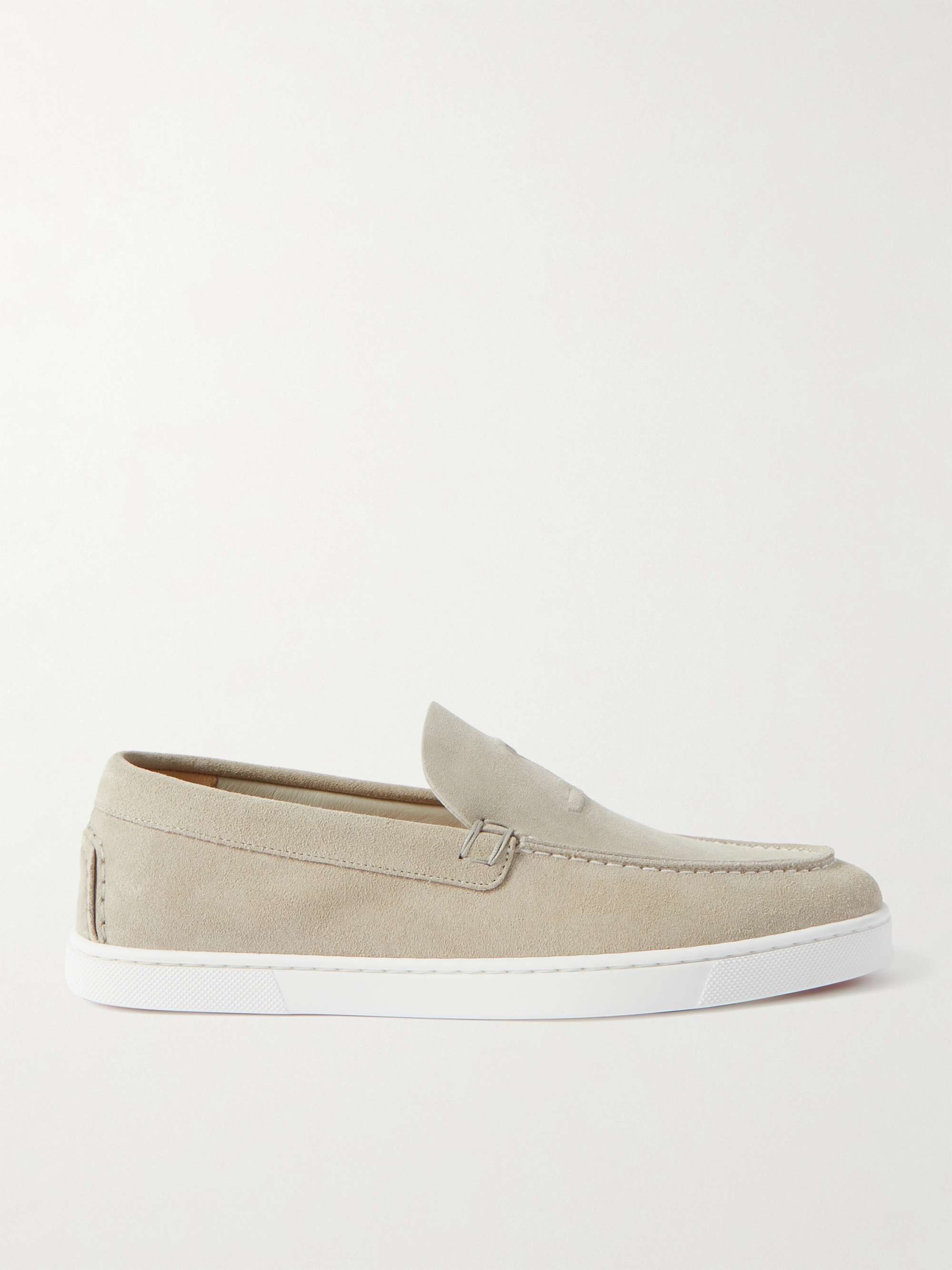 CHRISTIAN LOUBOUTIN Varsiboat Logo-Embossed Suede Loafers for Men | MR ...