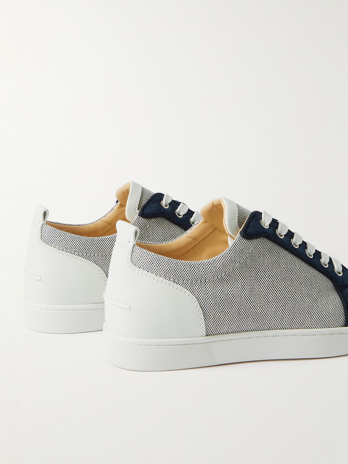 Shop Christian Louboutin Rantulow Suede And Leather-trimmed Canvas Sneakers In Gray