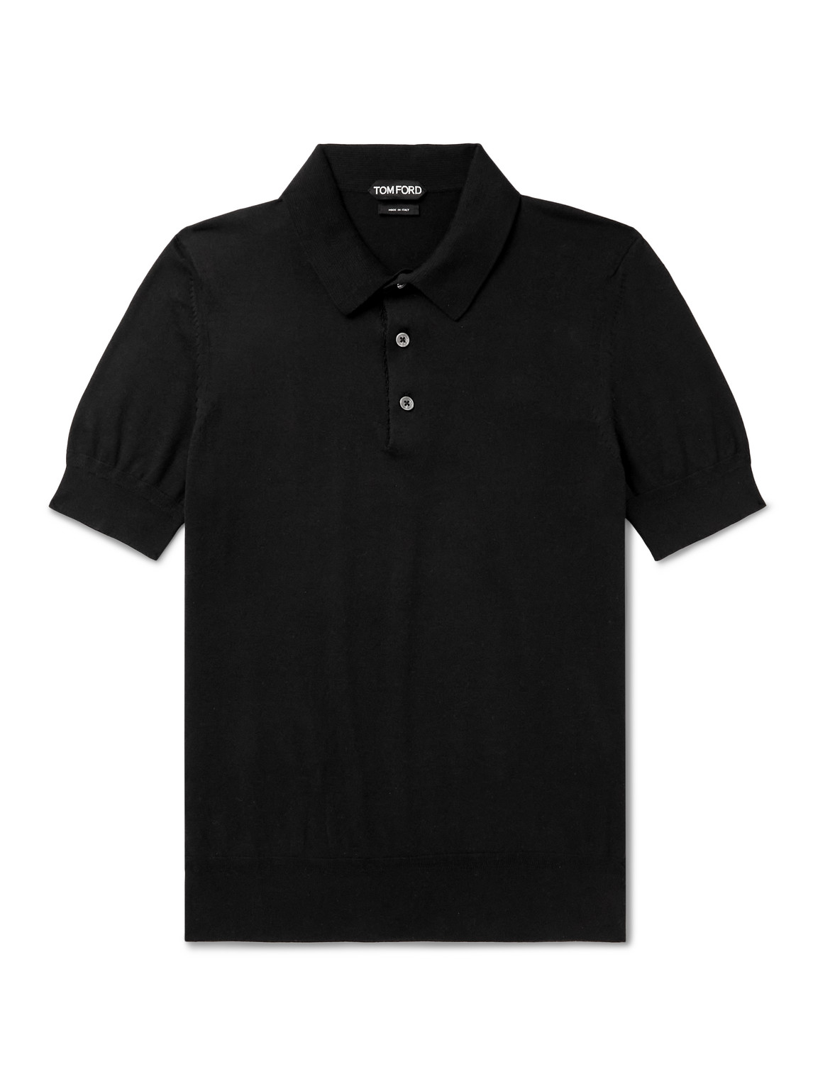 Tom Ford Slim-fit Cashmere And Silk-blend Polo Shirt In Black