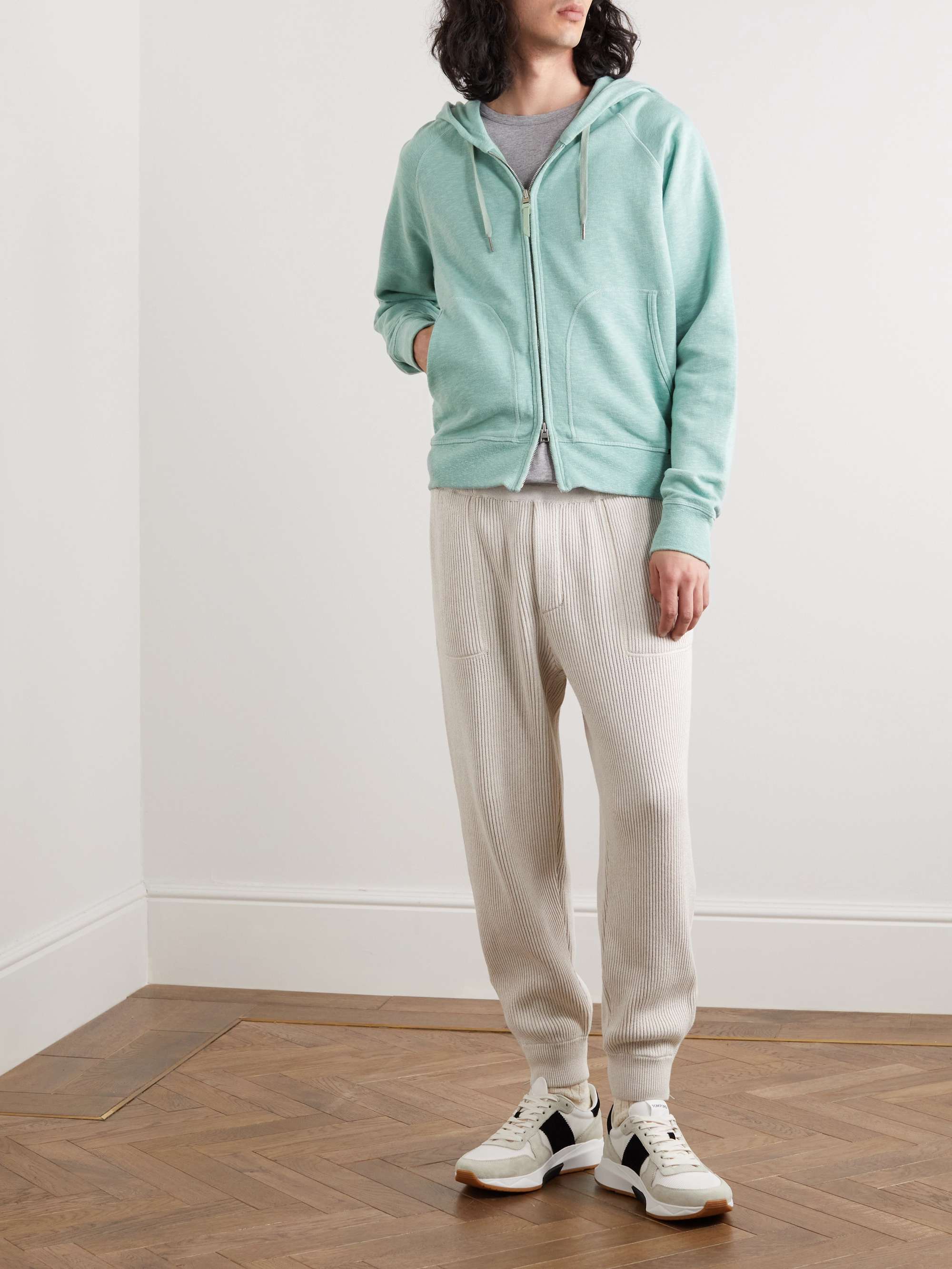 TOM FORD Brushed Cotton-Blend Jersey Zip-Up Hoodie