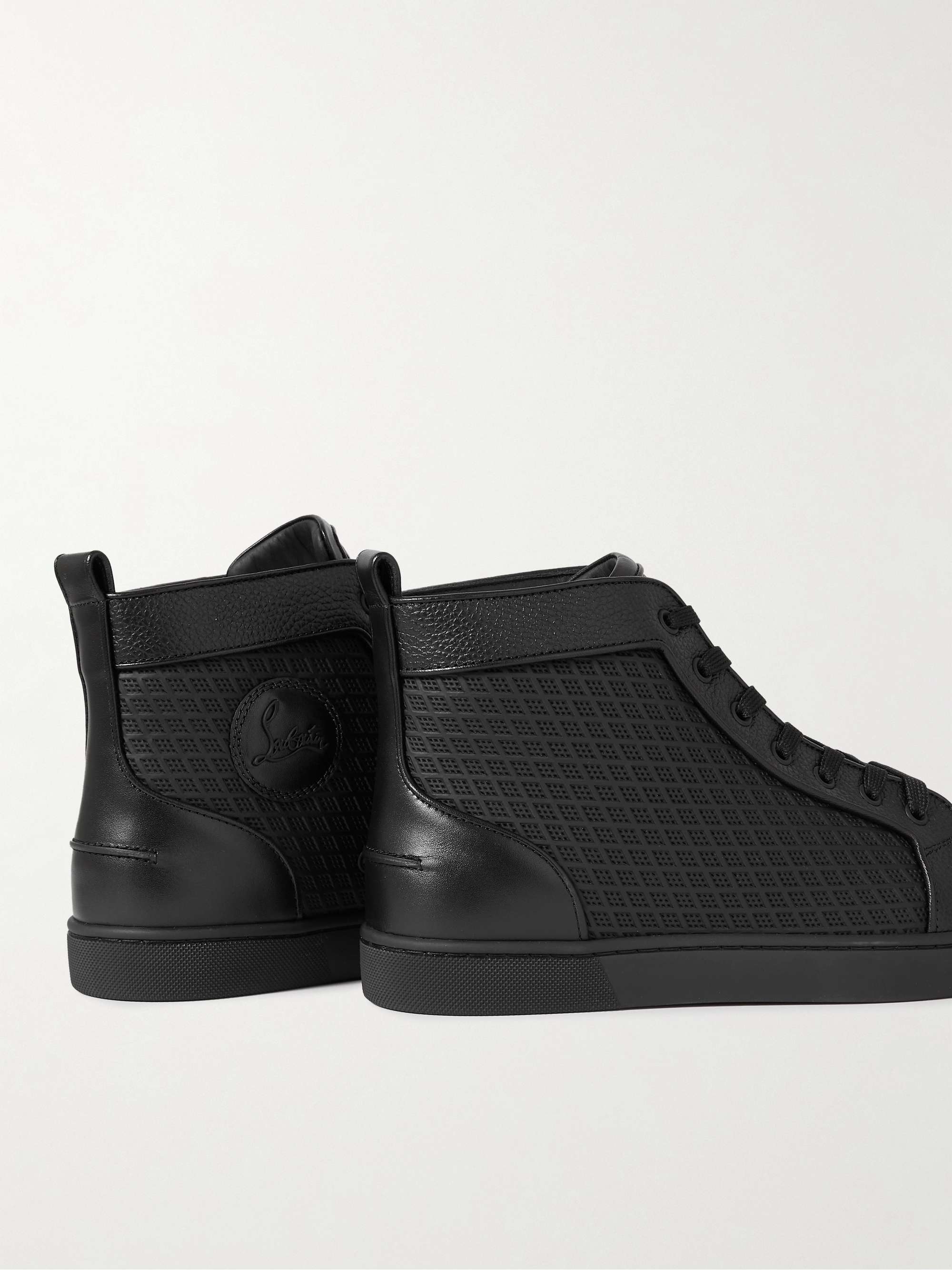 CHRISTIAN LOUBOUTIN Lou Spikes Orlato Studded Leather and Mesh High Top Sneakers for Men MR PORTER