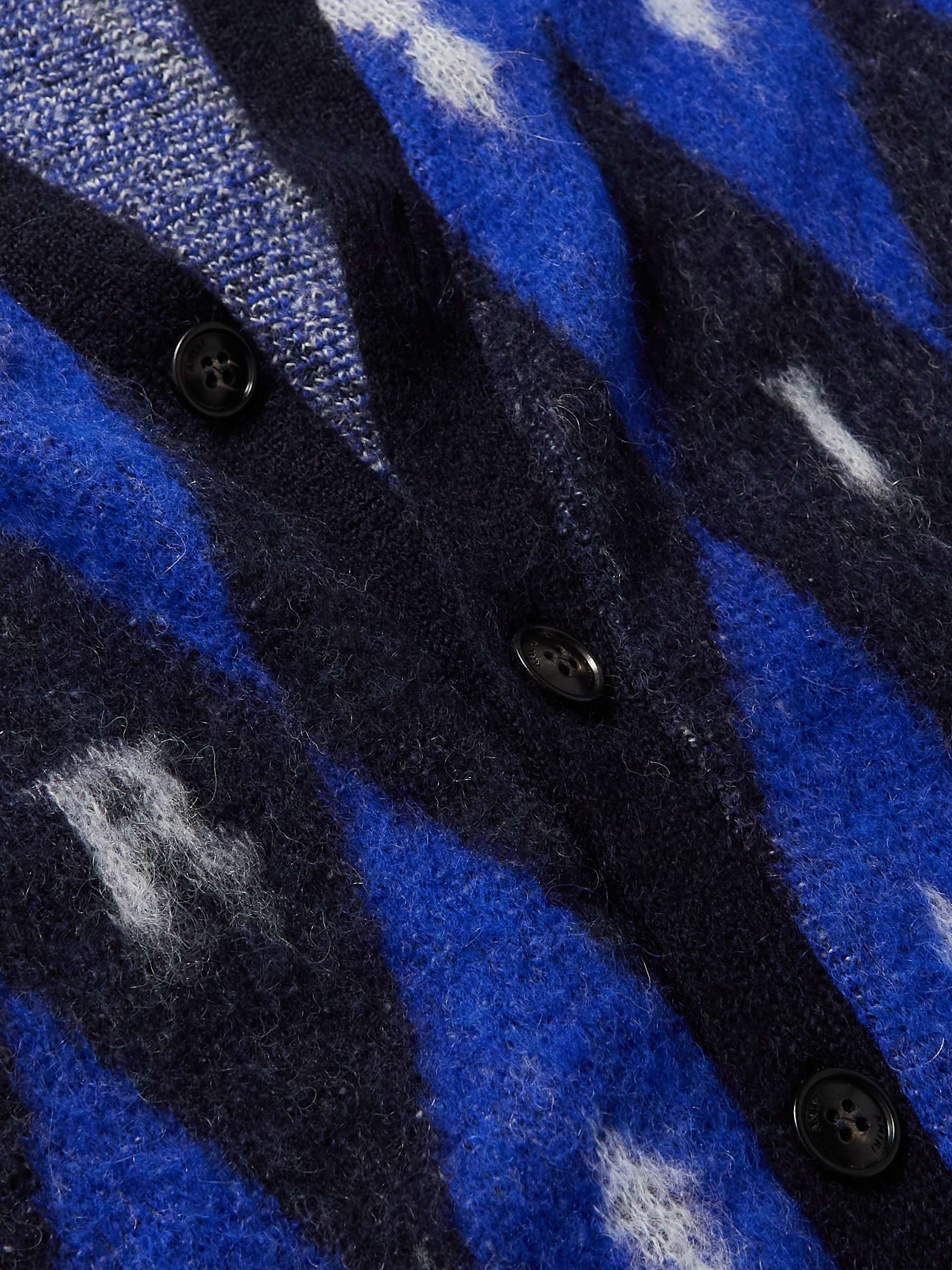 AMIRI Argyle Brushed Jacquard-Knit Cardigan