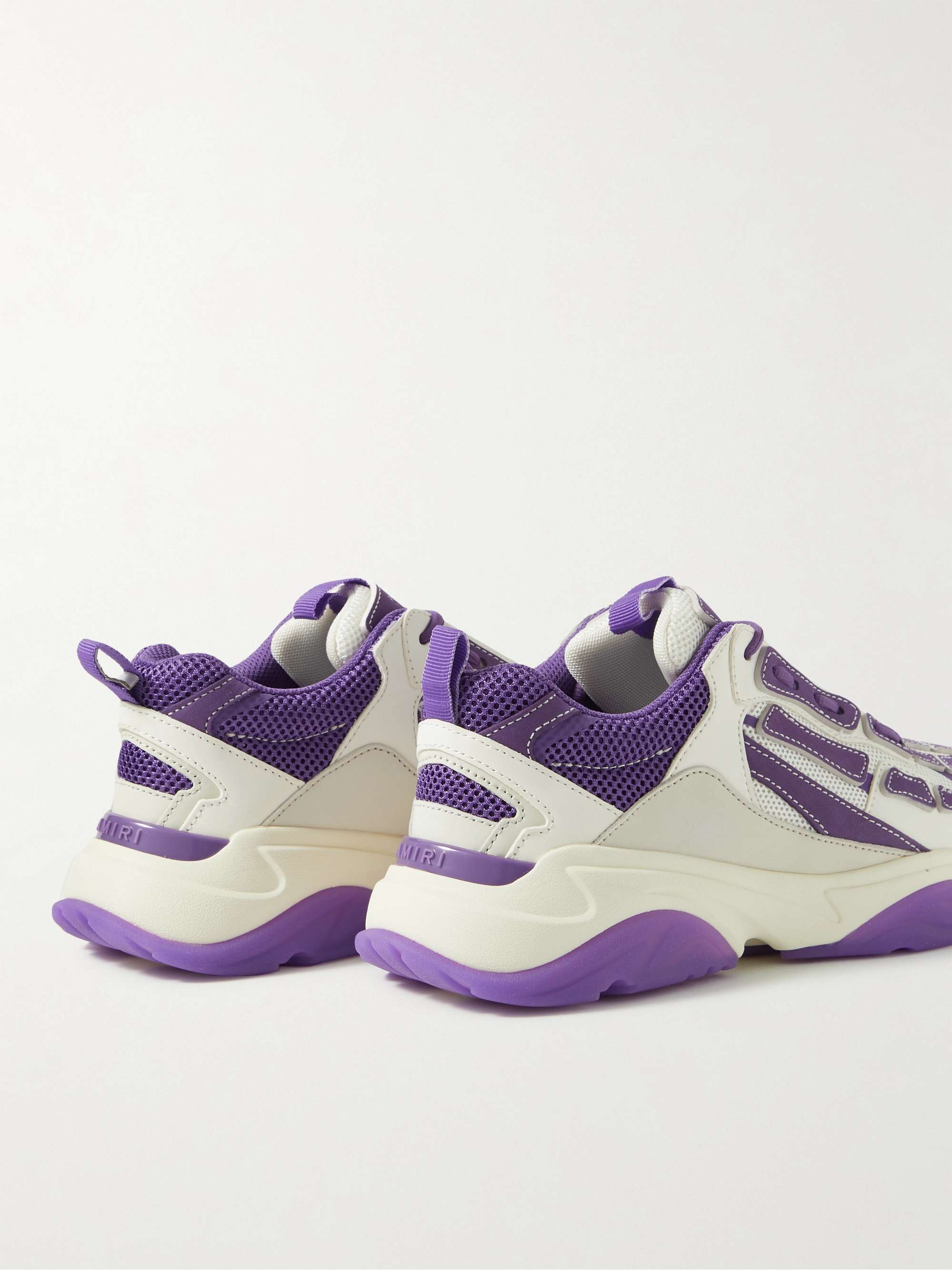 AMIRI Bone Runner Leather-Trimmed Mesh Sneakers