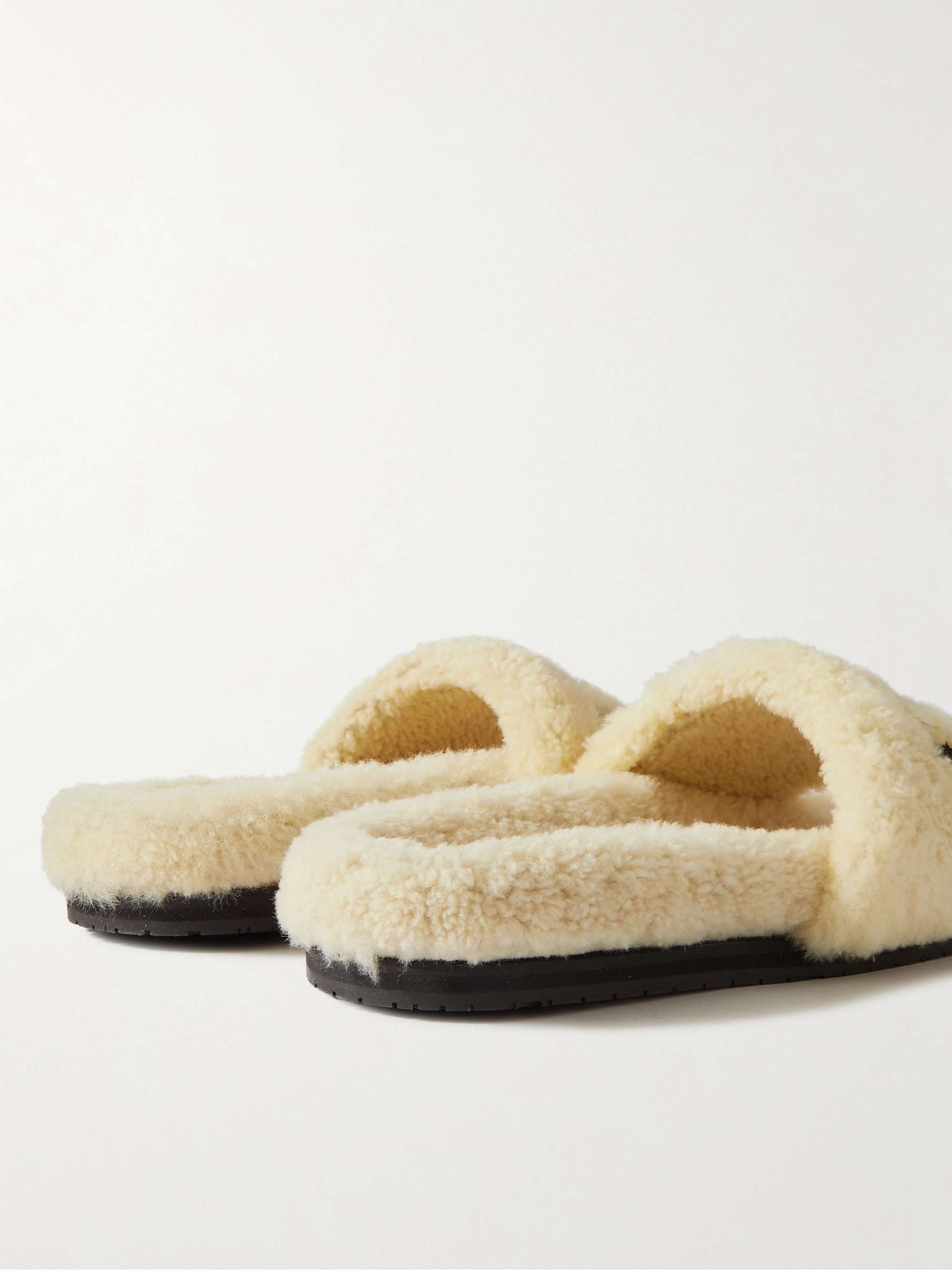 AMIRI Logo-Embroidered Shearling Slippers