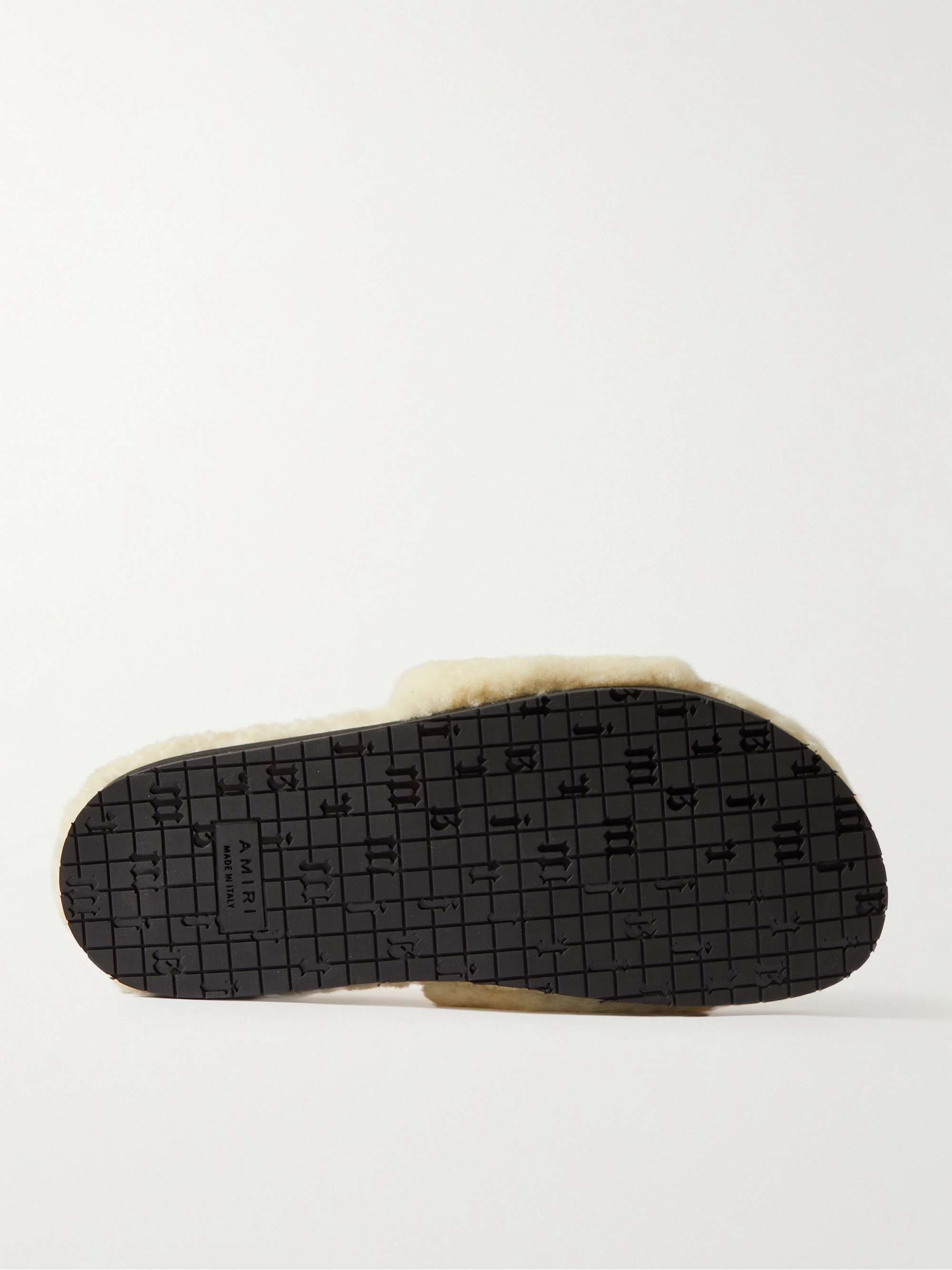 AMIRI Logo-Embroidered Shearling Slippers