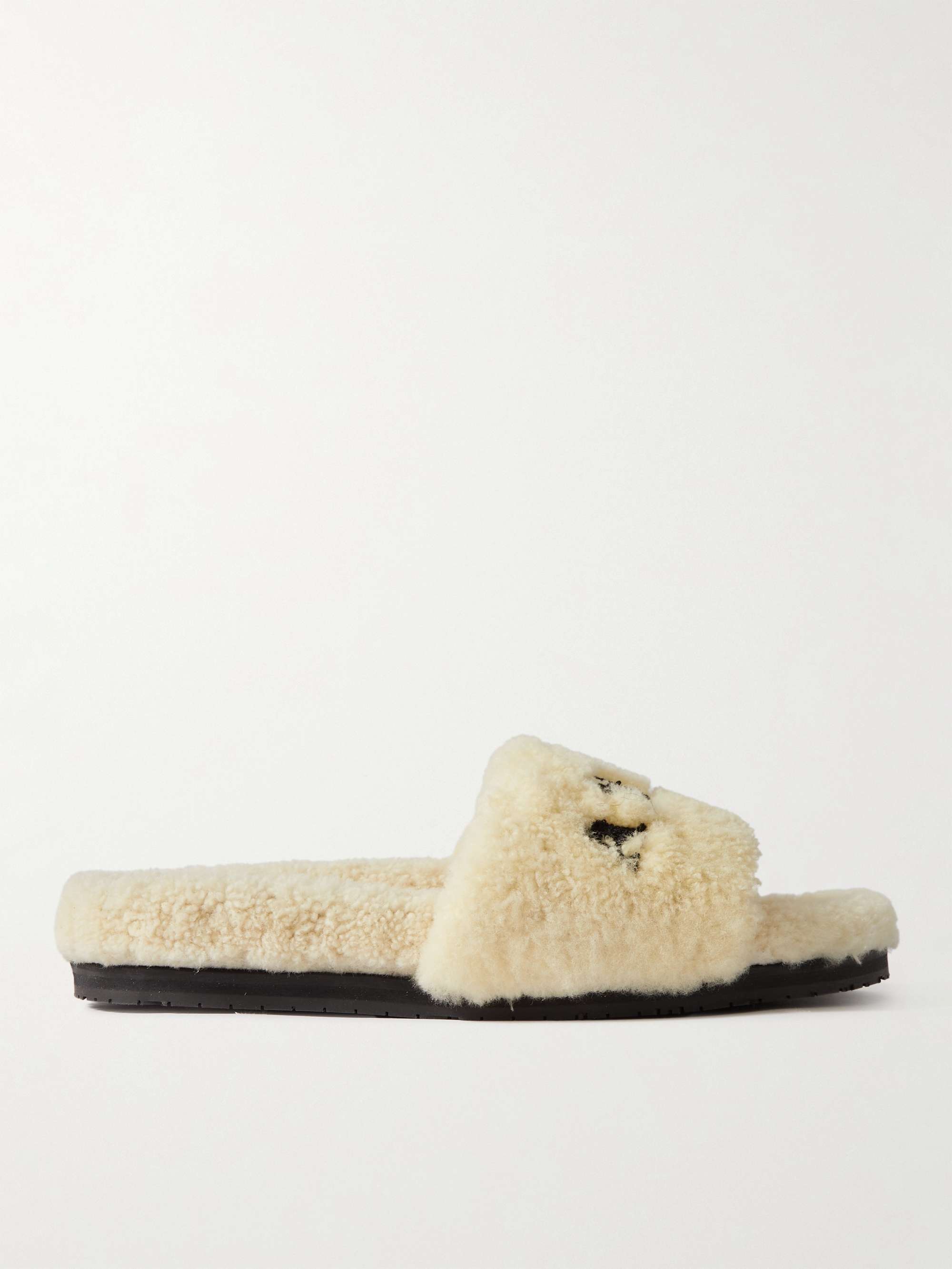 AMIRI Logo-Embroidered Shearling Slippers for Men | MR PORTER