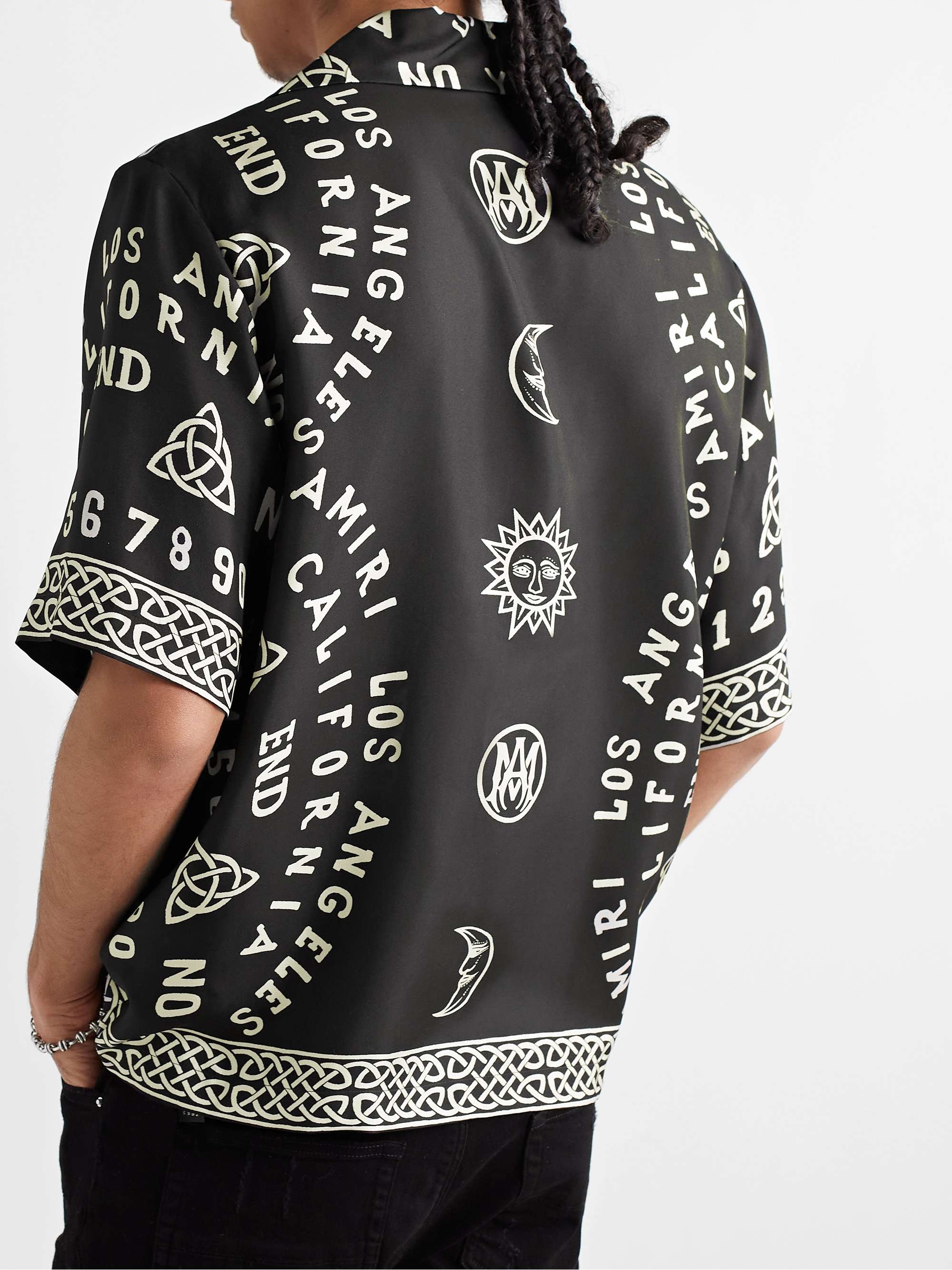 AMIRI Convertible-Collar Printed Silk-Twill Shirt