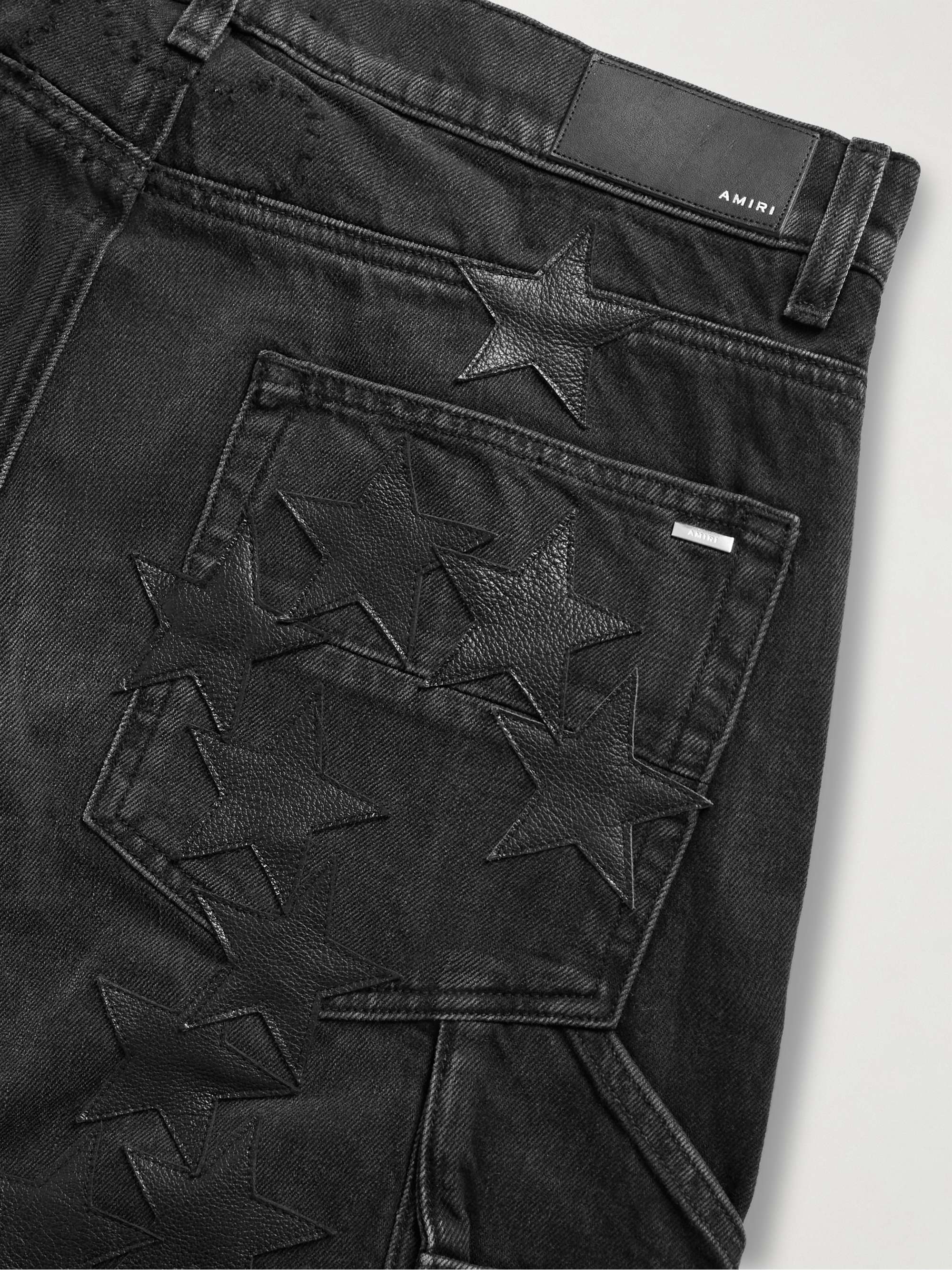 AMIRI + Chemist Carpenter Straight-Leg Leather-Appliquéd Jeans