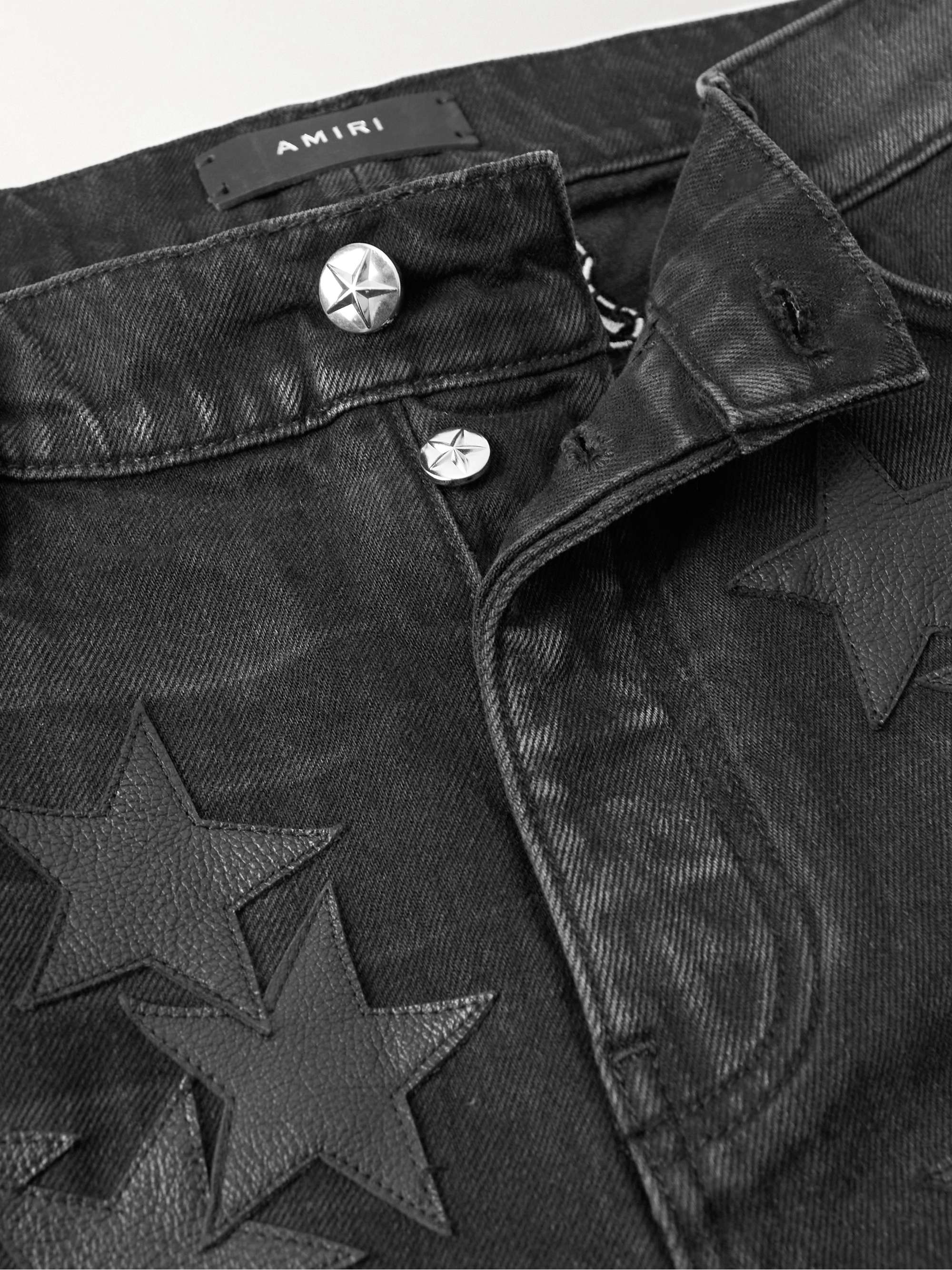 AMIRI + Chemist Carpenter Straight-Leg Leather-Appliquéd Jeans