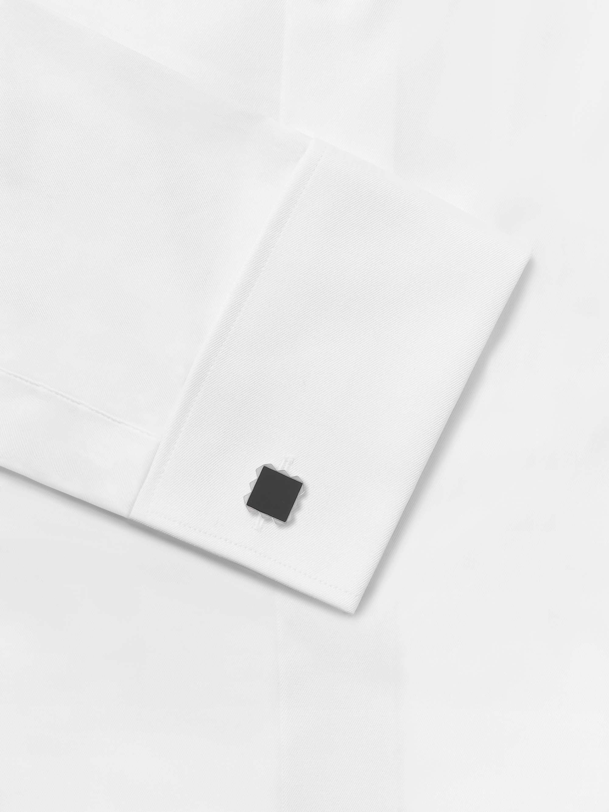 LANVIN Platinum-Plated Onyx Cufflinks