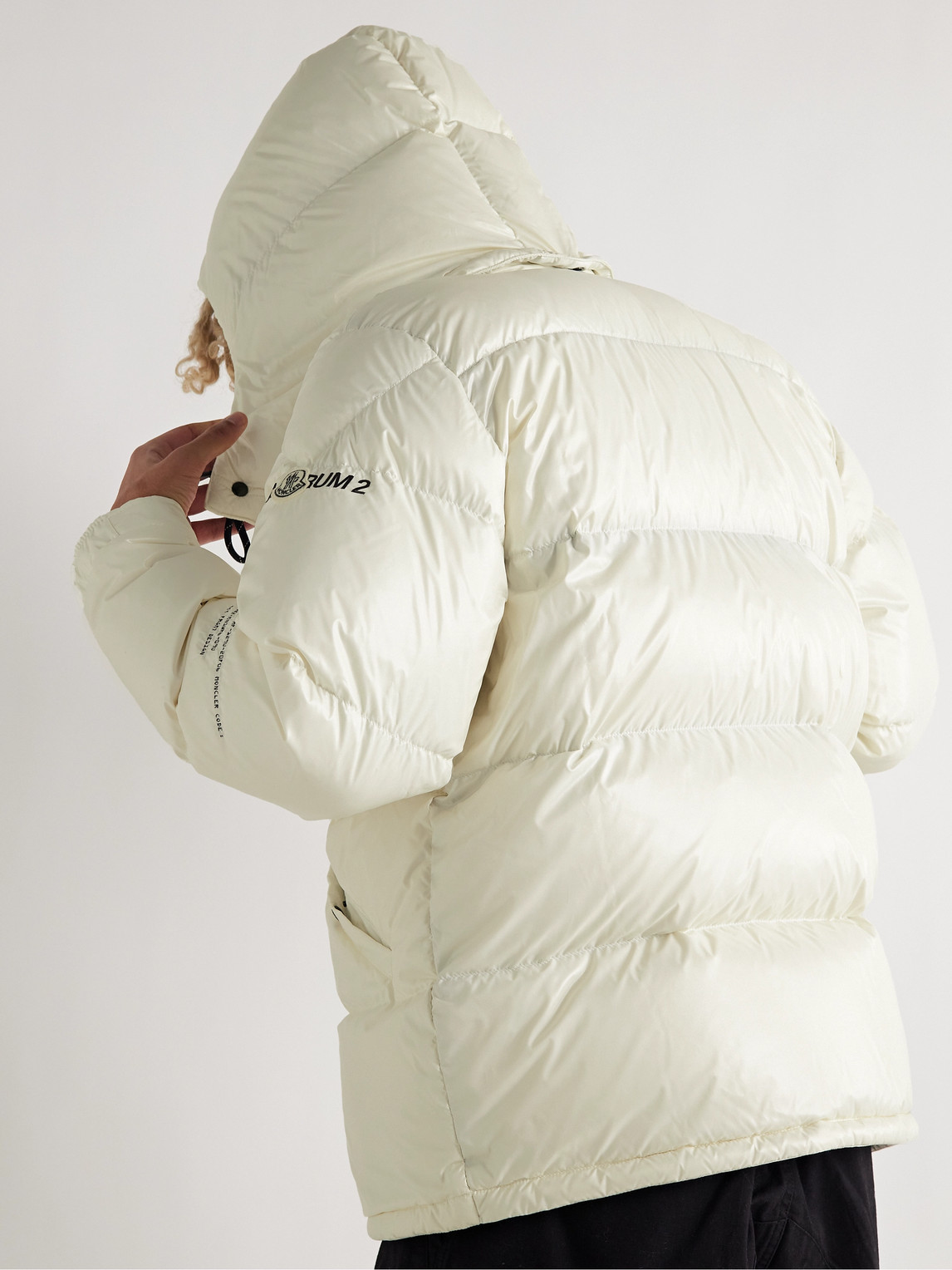 Shop Moncler Genius 7 Moncler Frgmt Hiroshi Fujiwara Quilted Shell Hooded Down Jacket In White