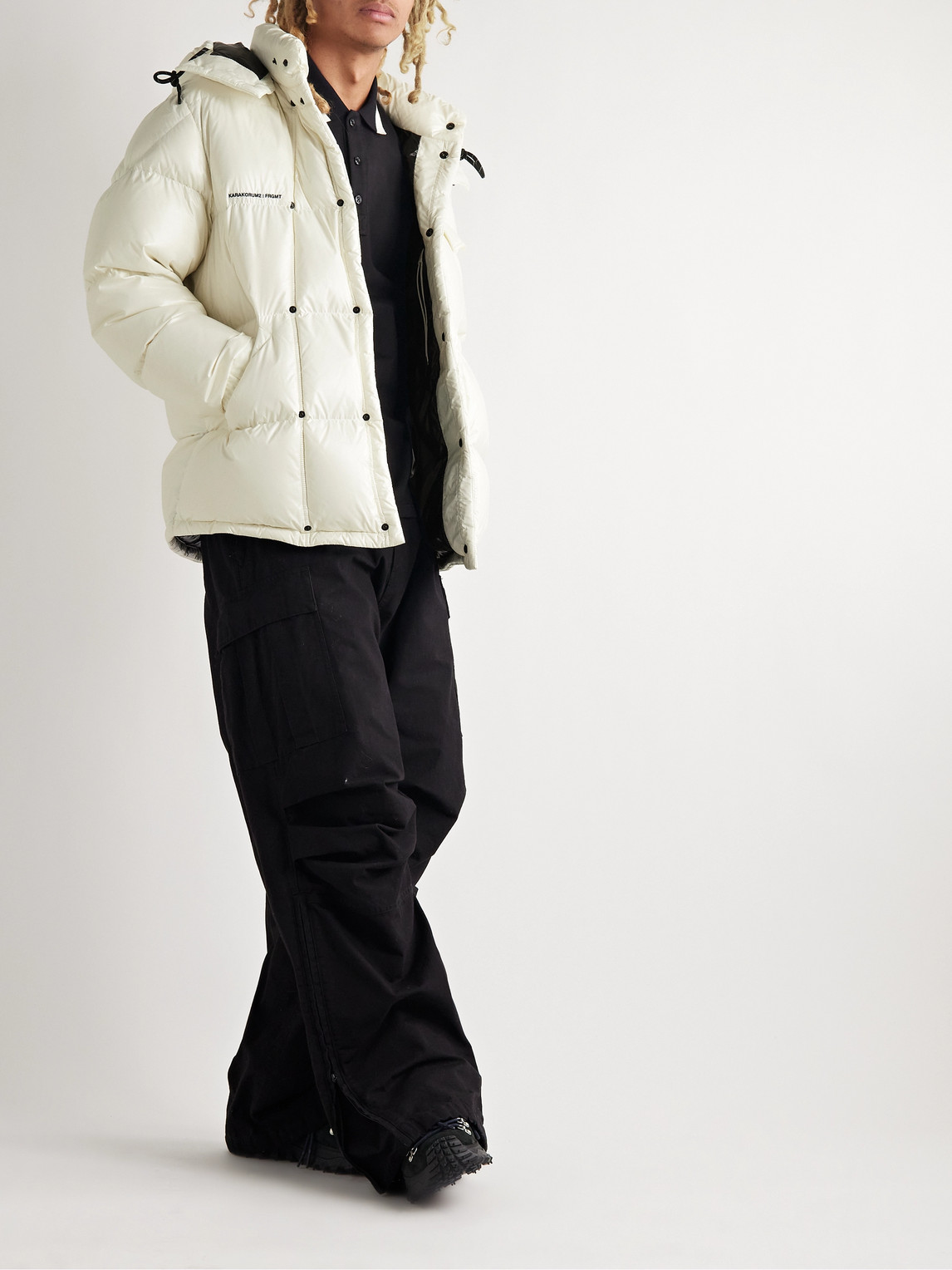 Shop Moncler Genius 7 Moncler Frgmt Hiroshi Fujiwara Quilted Shell Hooded Down Jacket In White