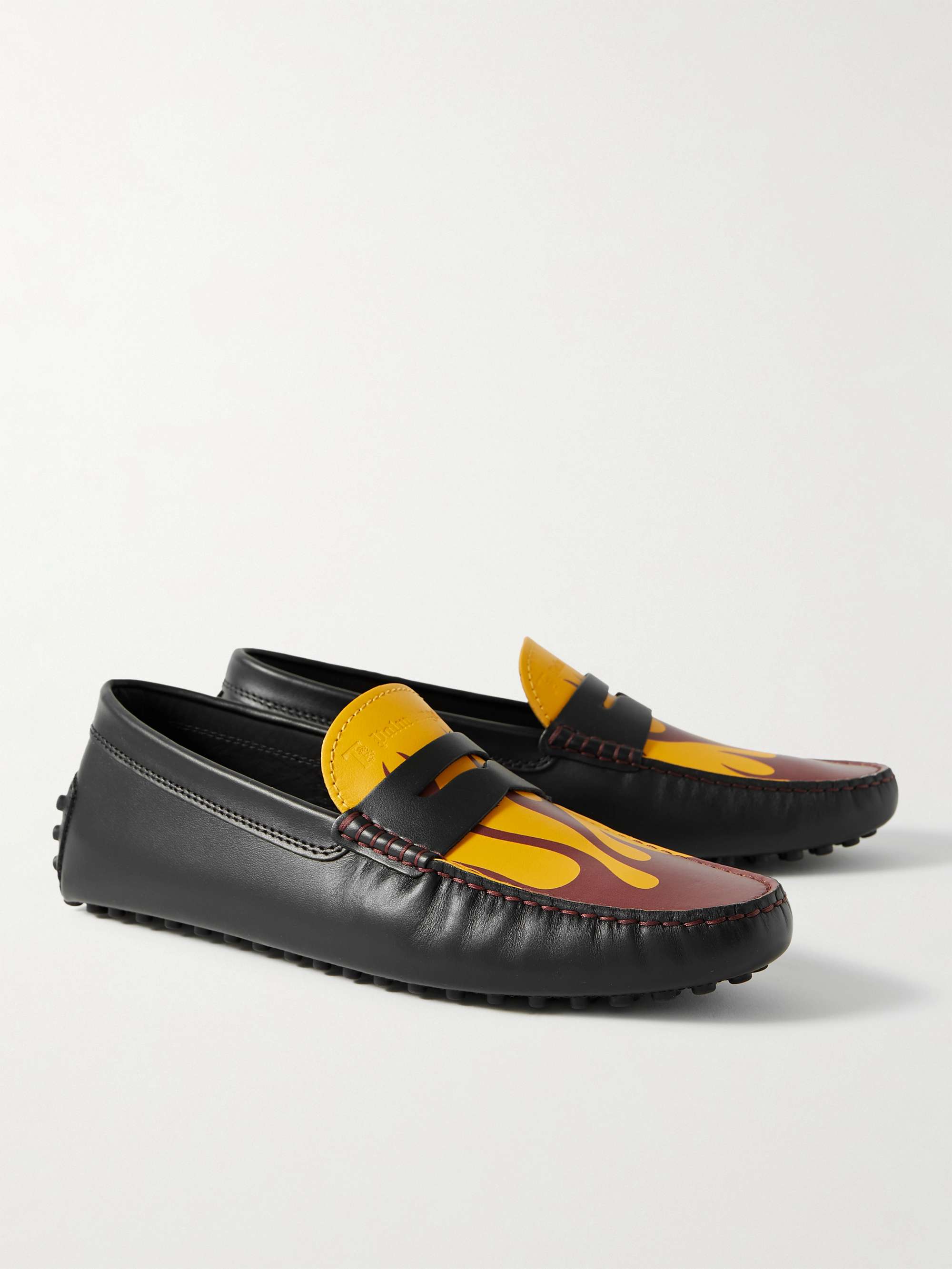 MONCLER GENIUS + Palm Angels + Tod's Gommino Printed Leather Driving Shoes