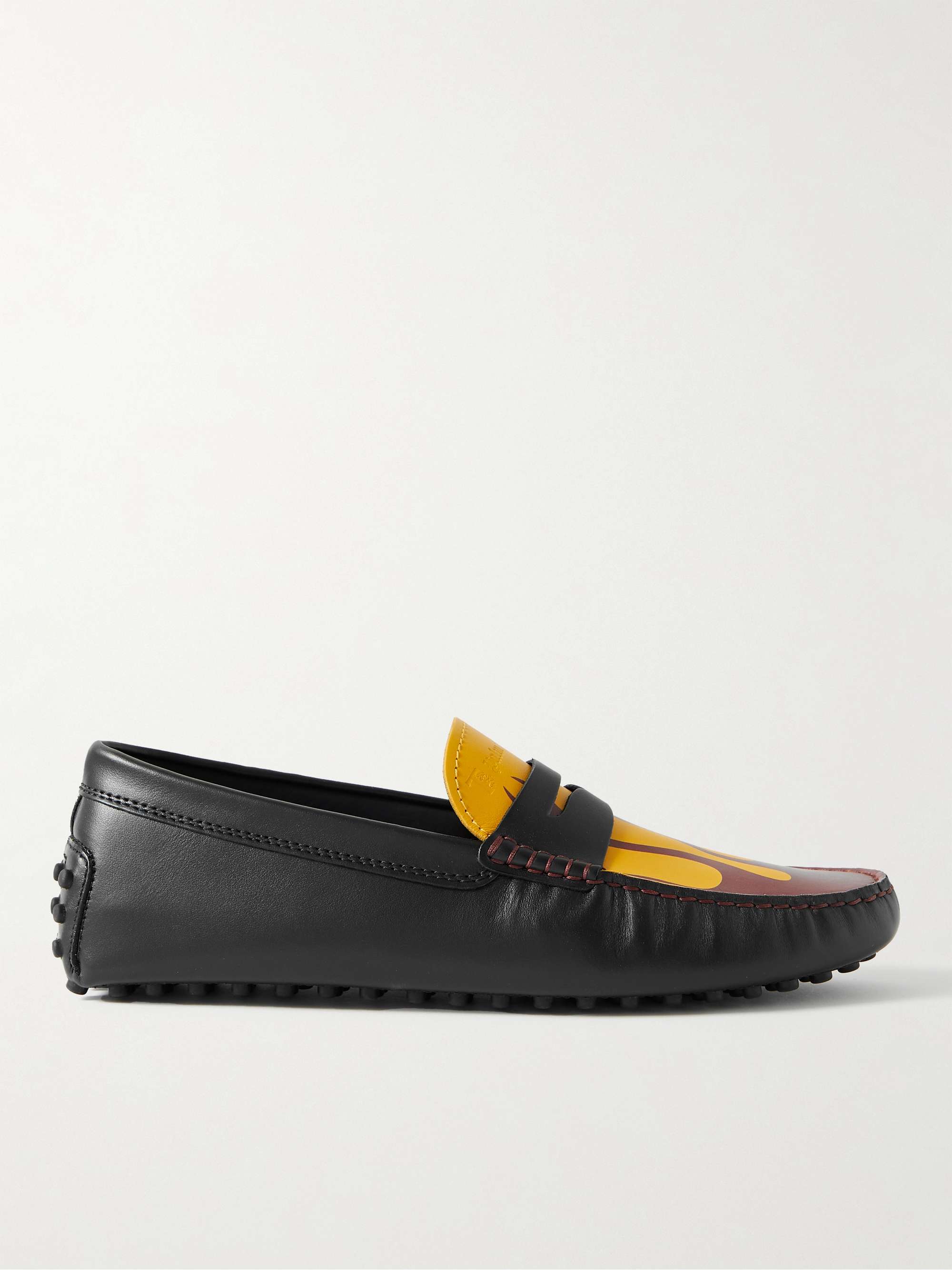 MONCLER GENIUS + Palm Angels + Tod's Gommino Printed Leather Driving Shoes