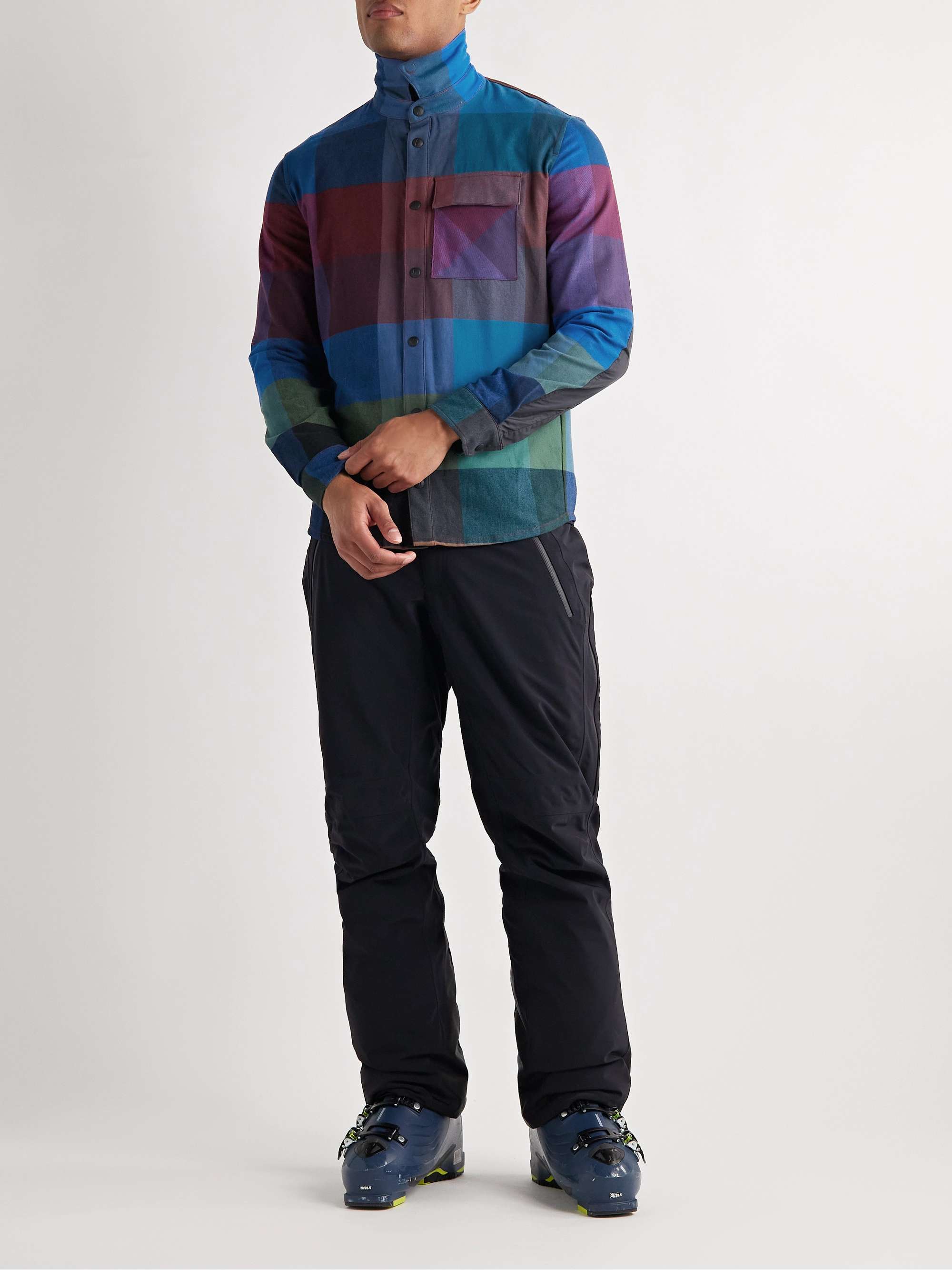 AZTECH MOUNTAIN Loge Peak Shell-Panelled Checked Brushed-Cotton Ski Overshirt