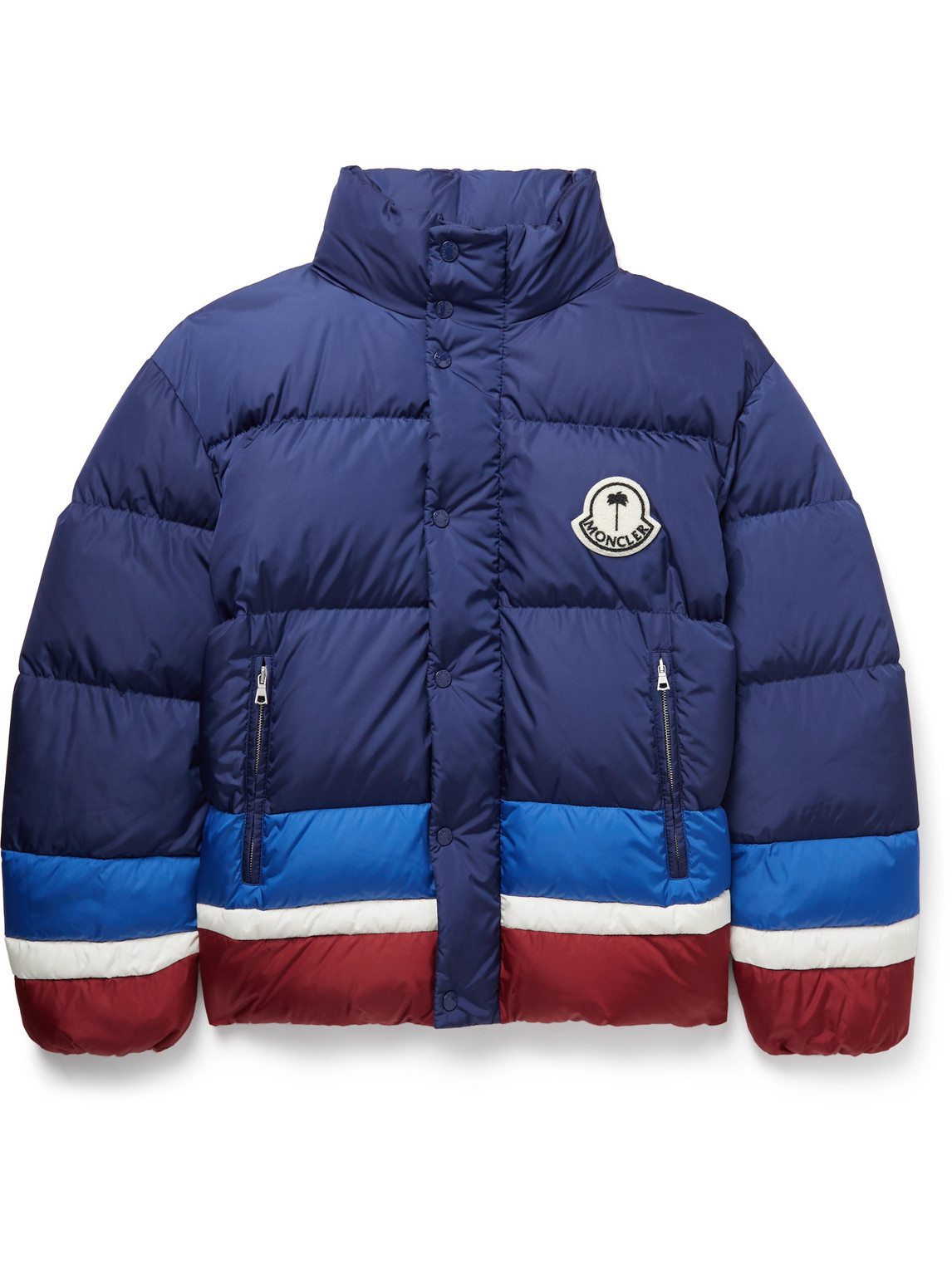 MONCLER GENIUS 8 PALM ANGELS DENNEY LOGO-APPLIQUÉD QUILTED SHELL DOWN JACKET
