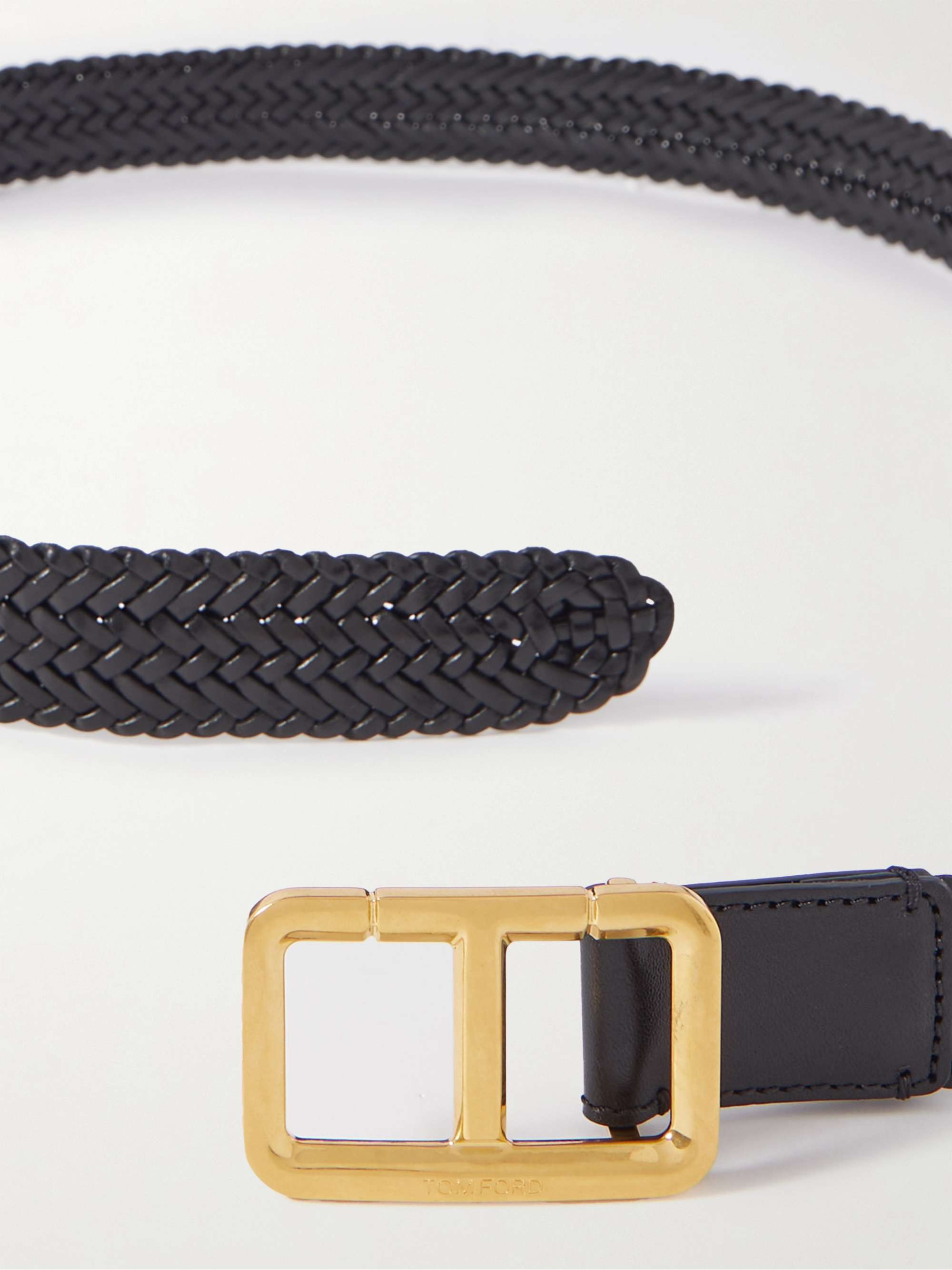 Woven suede belt in brown - Tom Ford