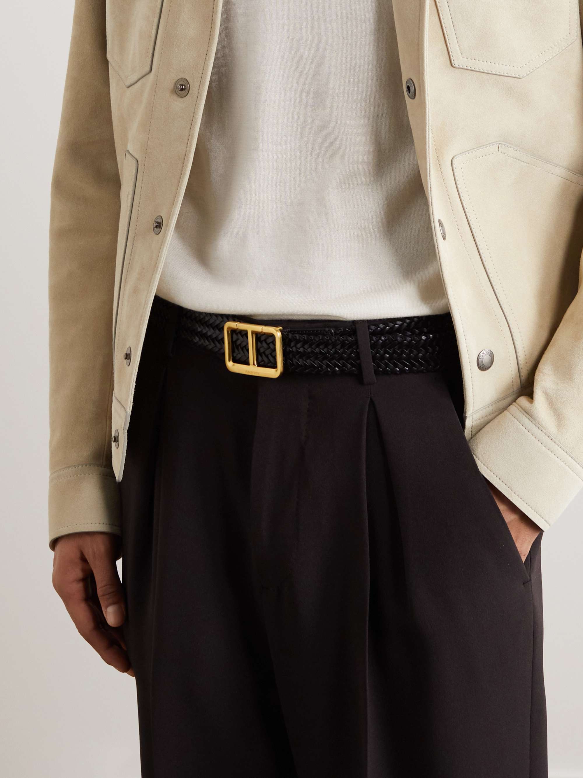 TOM FORD 3cm Woven Leather Belt
