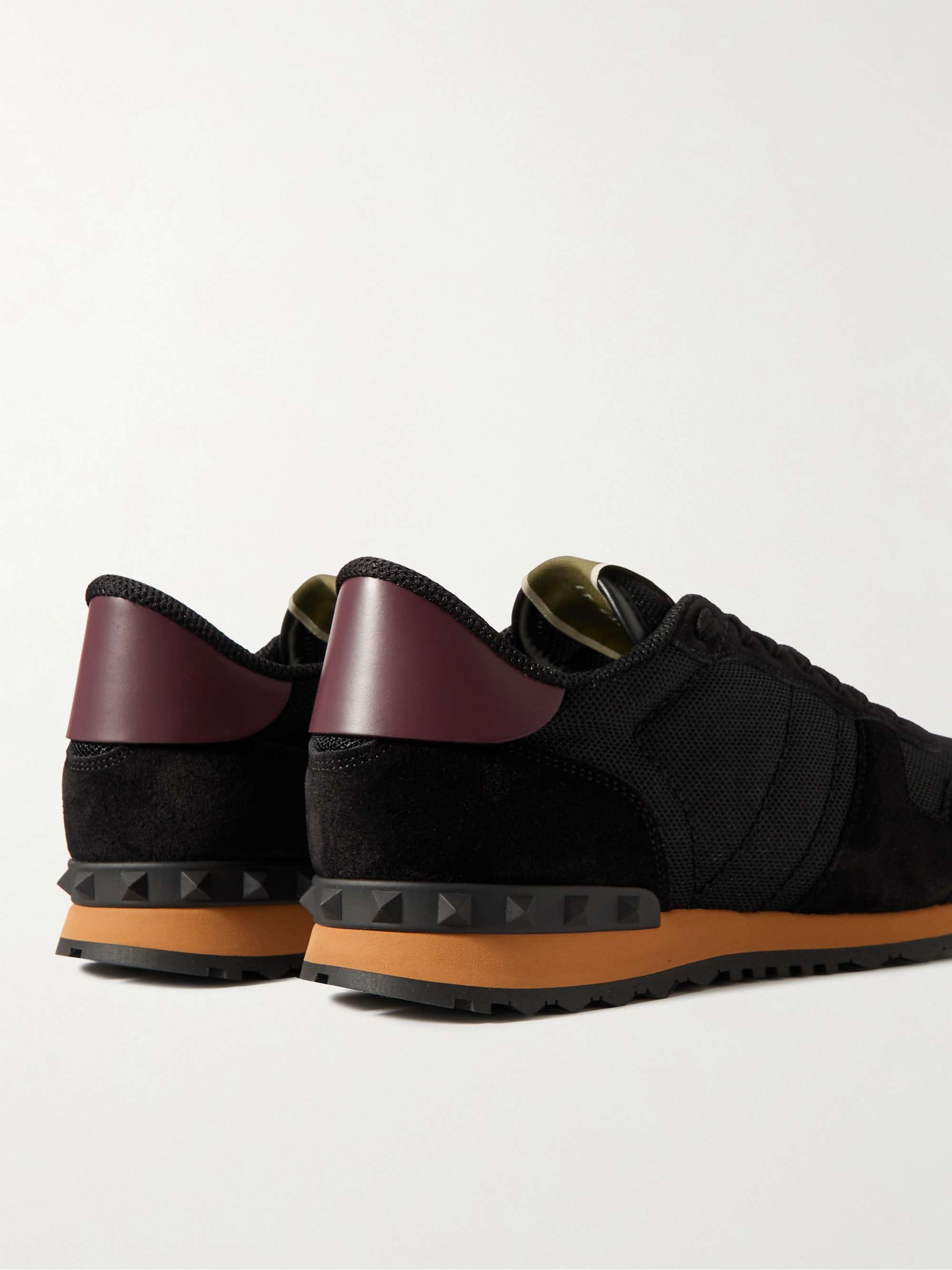 VALENTINO Garavani Rockrunner Suede, and Mesh Sneakers for Men | MR PORTER