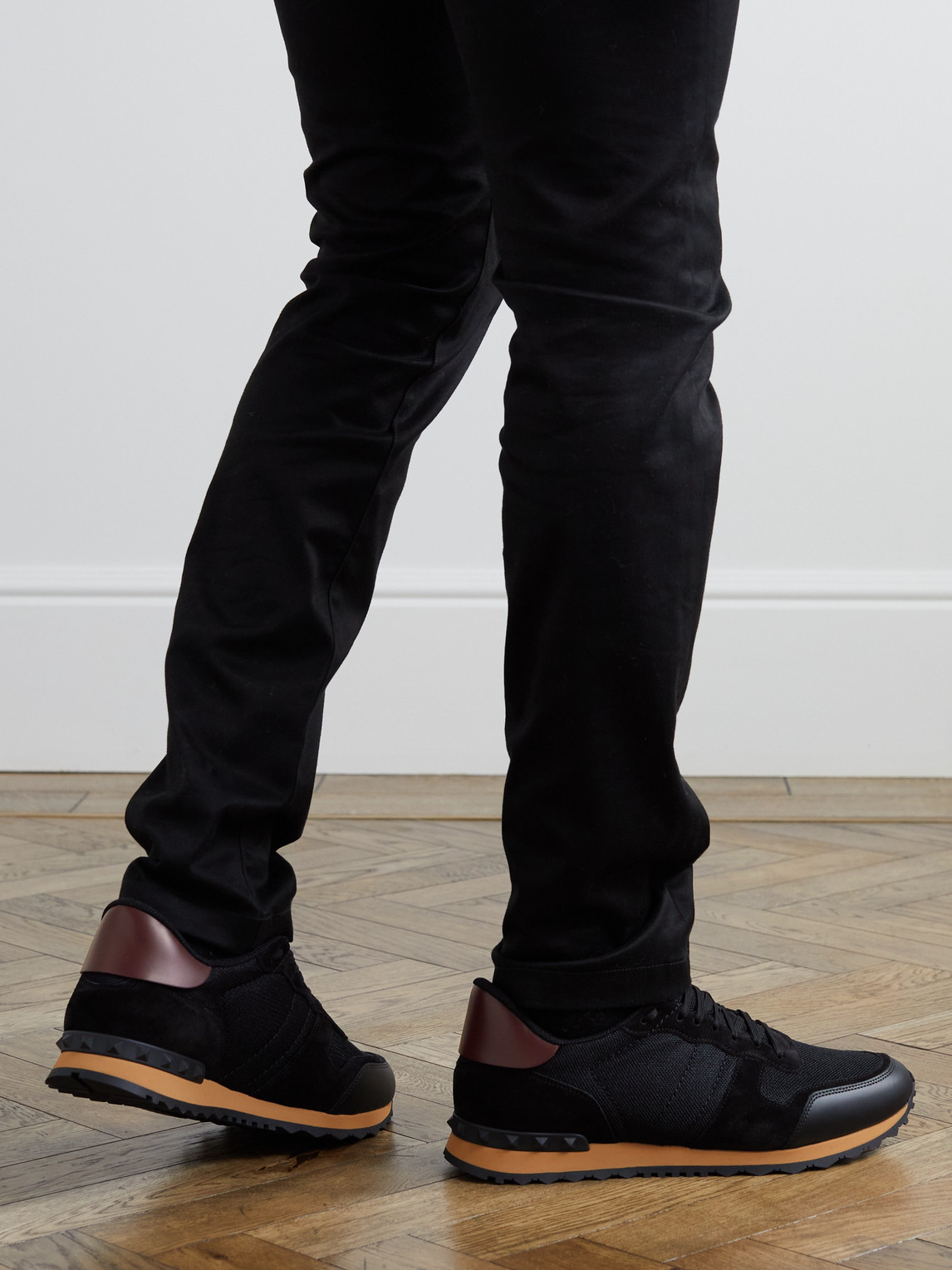 VALENTINO GARAVANI VALENTINO GARAVANI ROCKRUNNER SUEDE, LEATHER AND MESH SNEAKERS