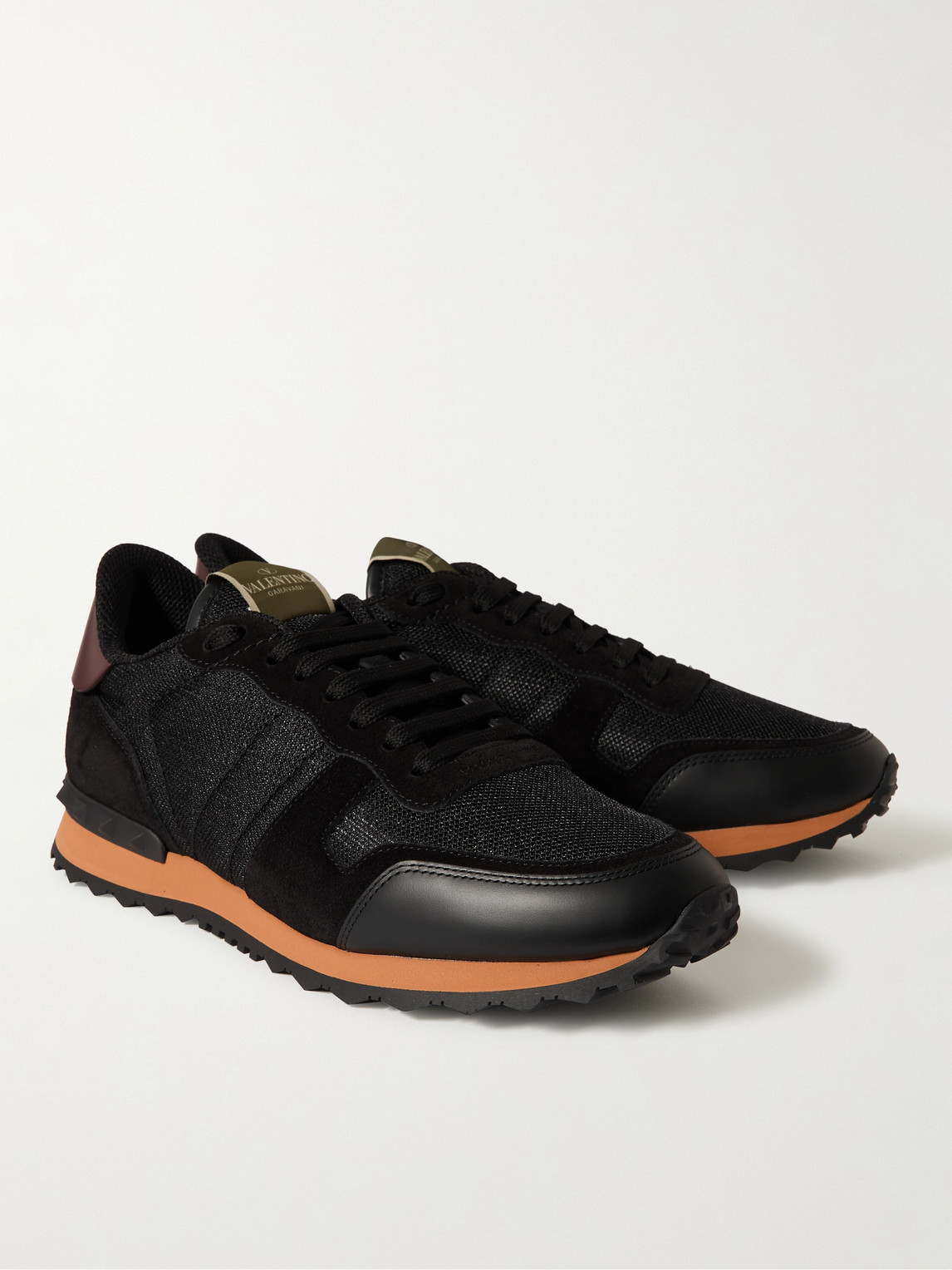 VALENTINO GARAVANI VALENTINO GARAVANI ROCKRUNNER SUEDE, LEATHER AND MESH SNEAKERS