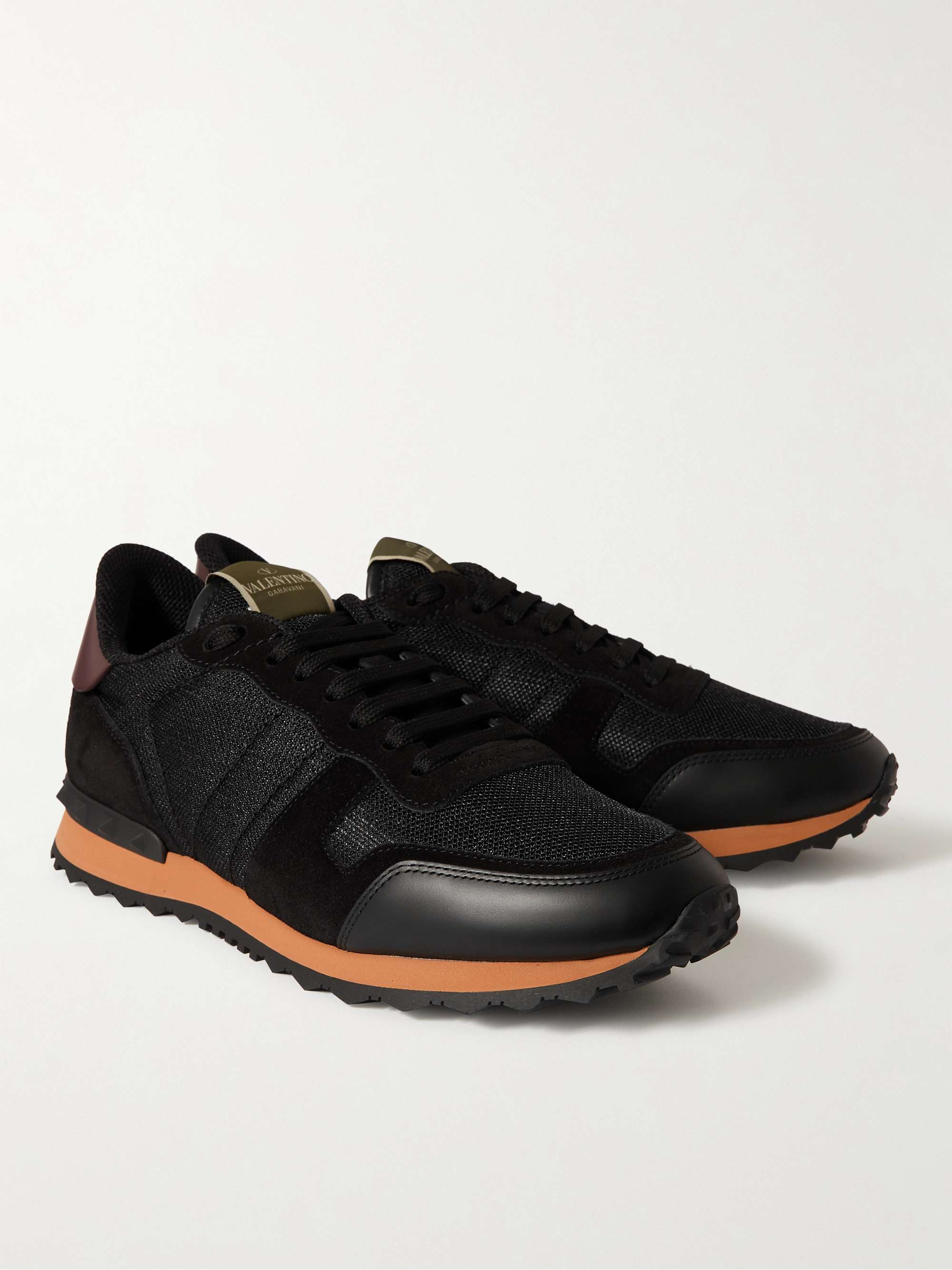 VALENTINO GARAVANI 발렌티노 가라바니 락러너 스웨이드 가죽 메시 스니커즈