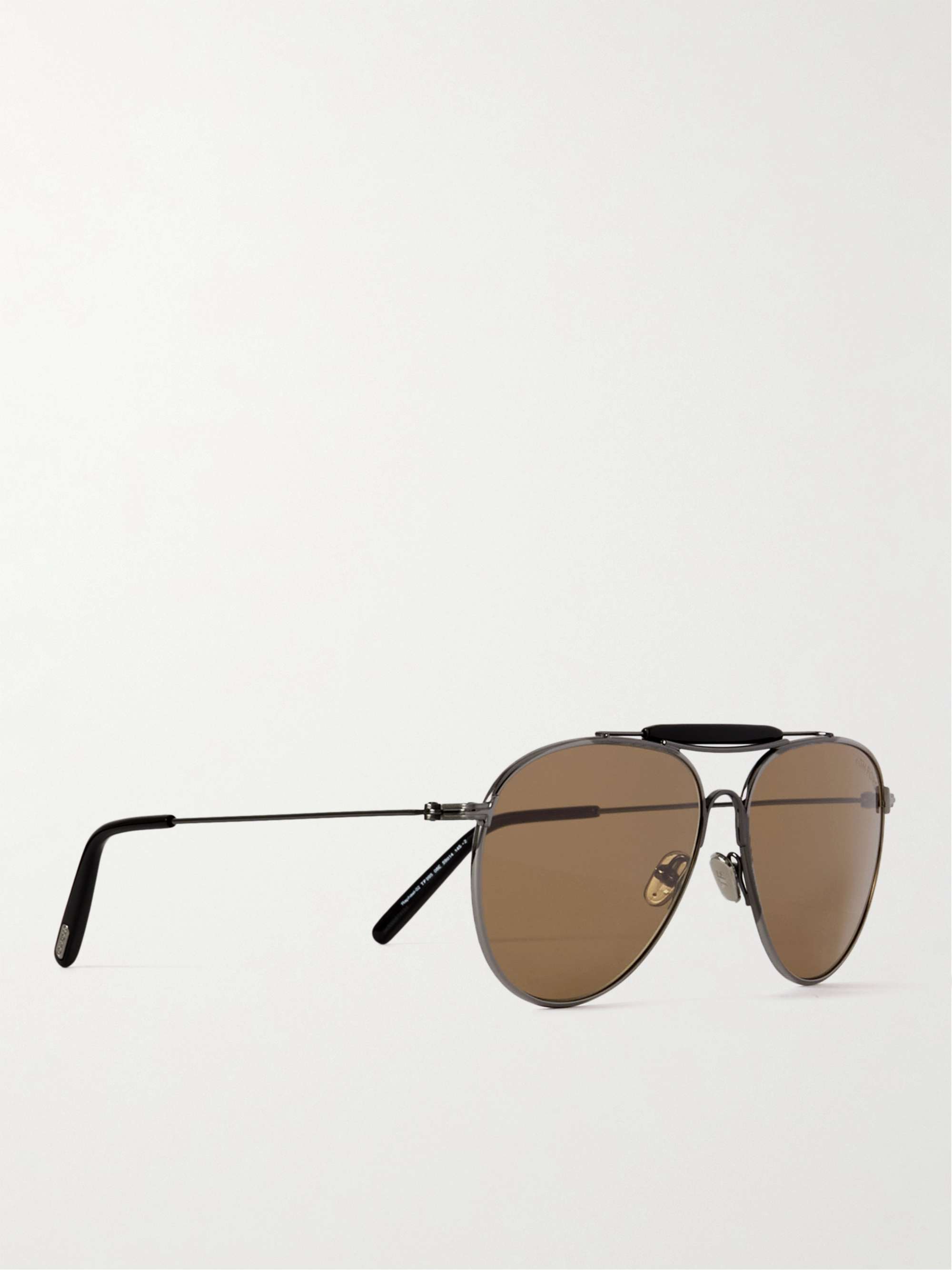 TOM FORD EYEWEAR Aviator-Style Silver-Tone and Tortoiseshell Acetate Sunglasses