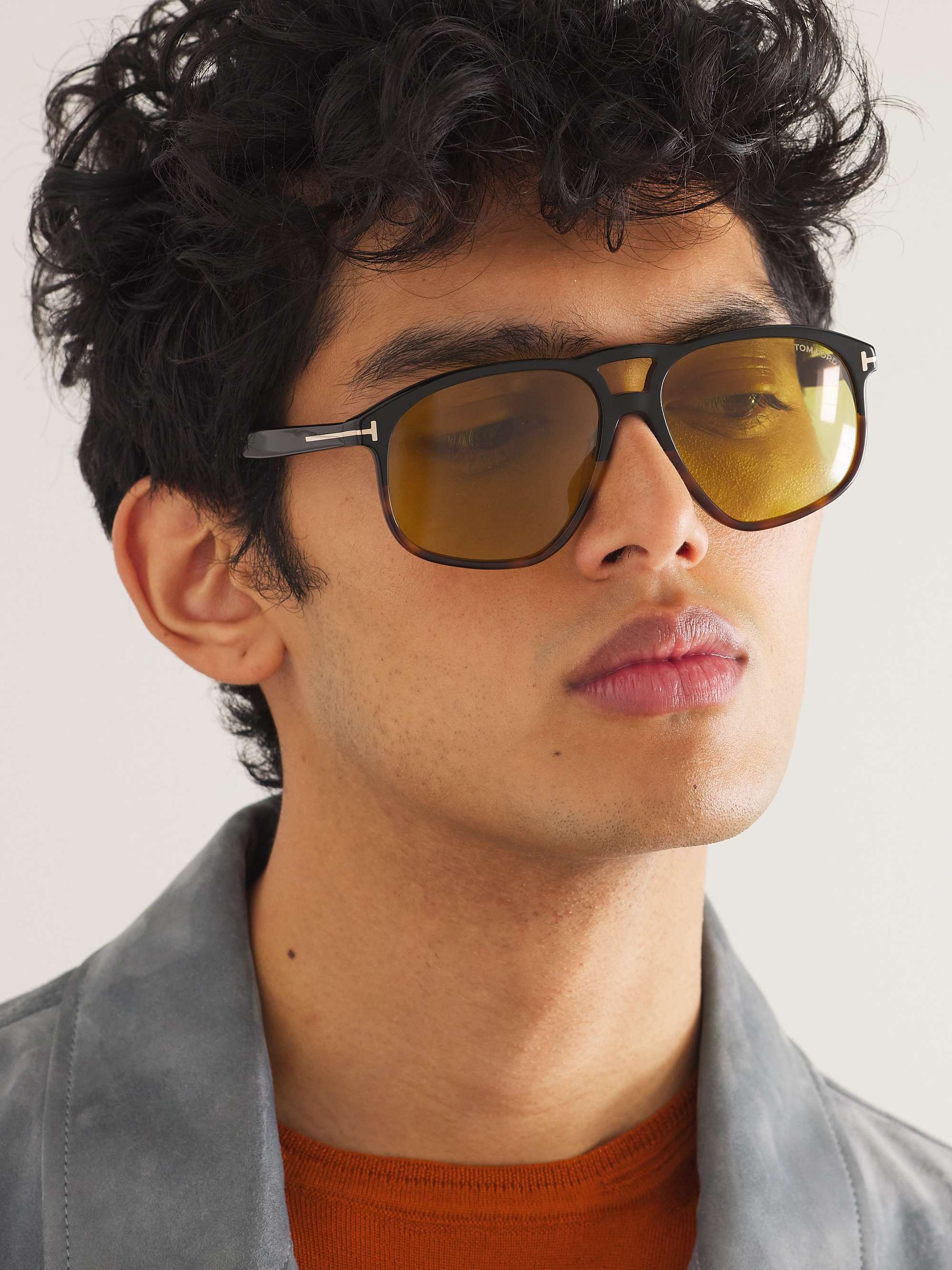 TOM FORD Aviator-Style Tortoiseshell Acetate Sunglasses