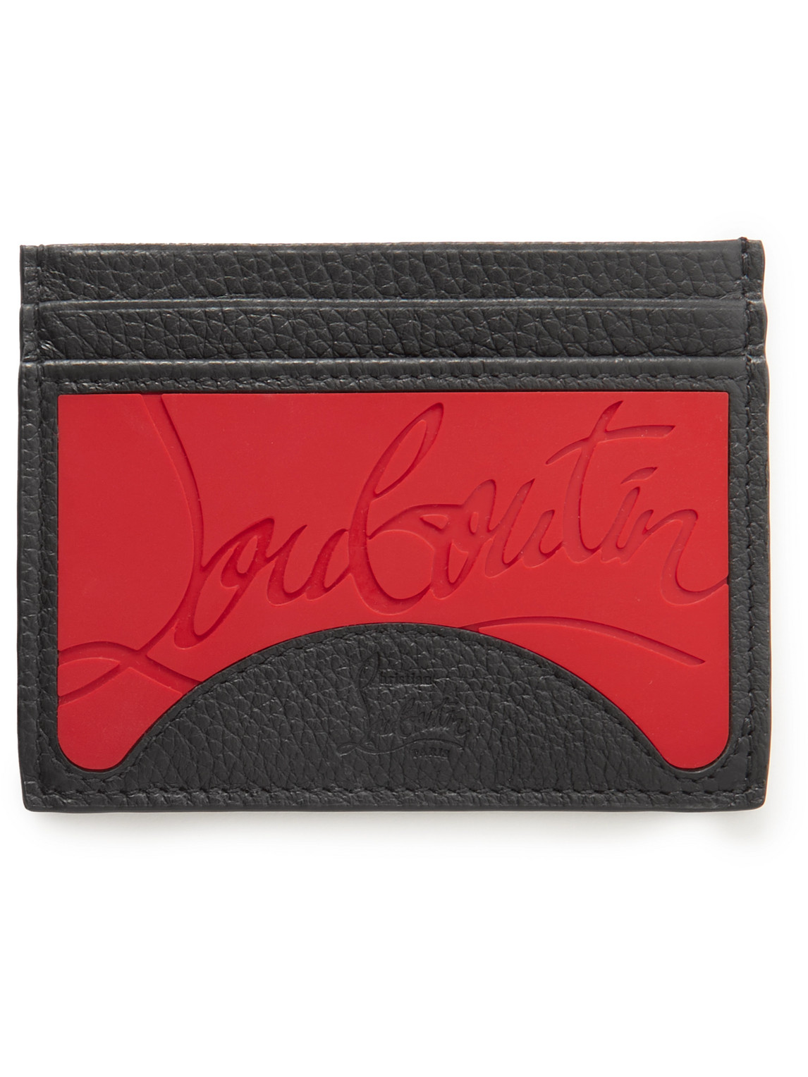 Christian Louboutin Full-grain Leather And Logo-debossed Rubber Cardholder In Red