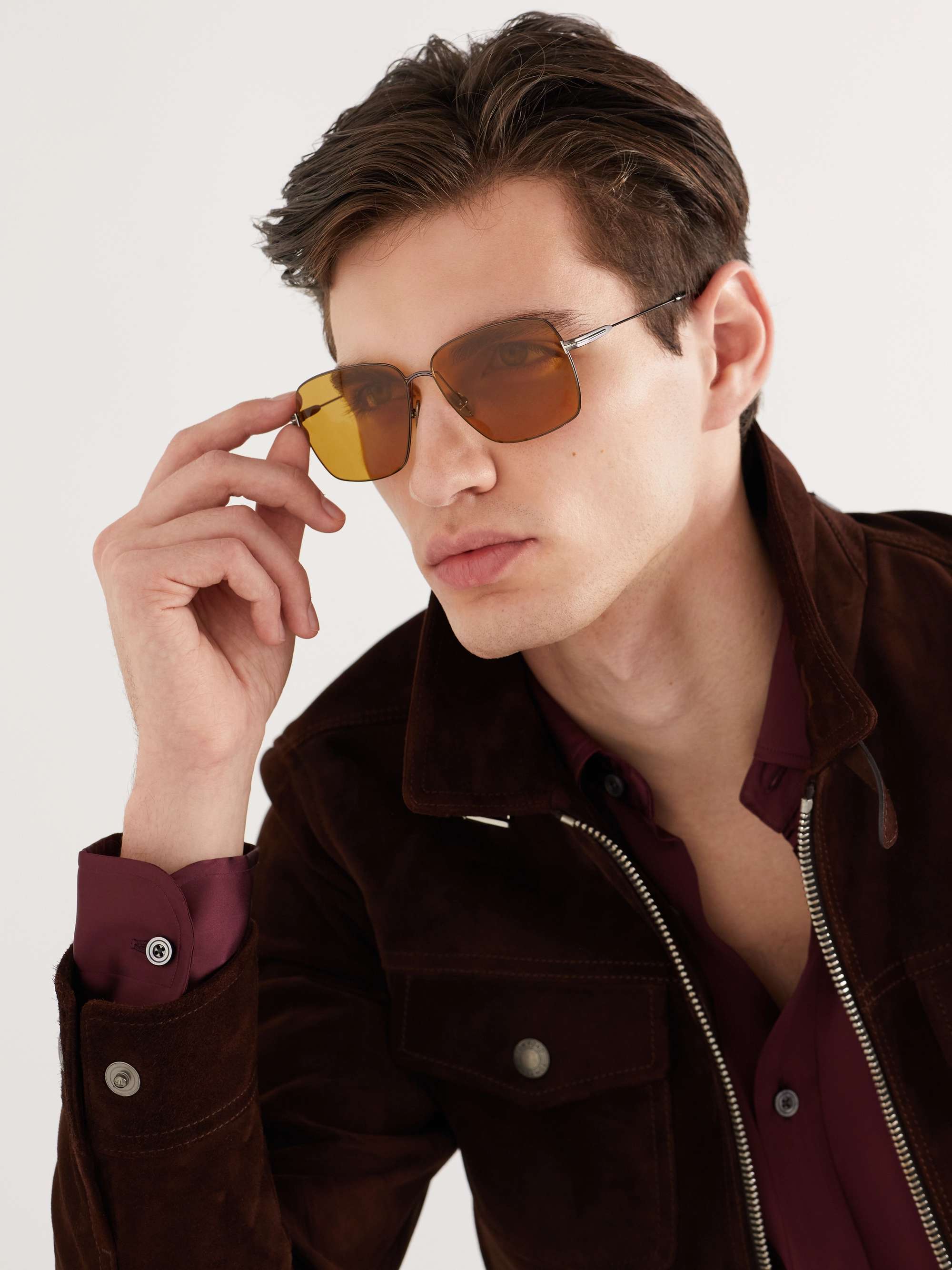 TOM FORD Square-Frame Gunmetal-Tone Sunglasses